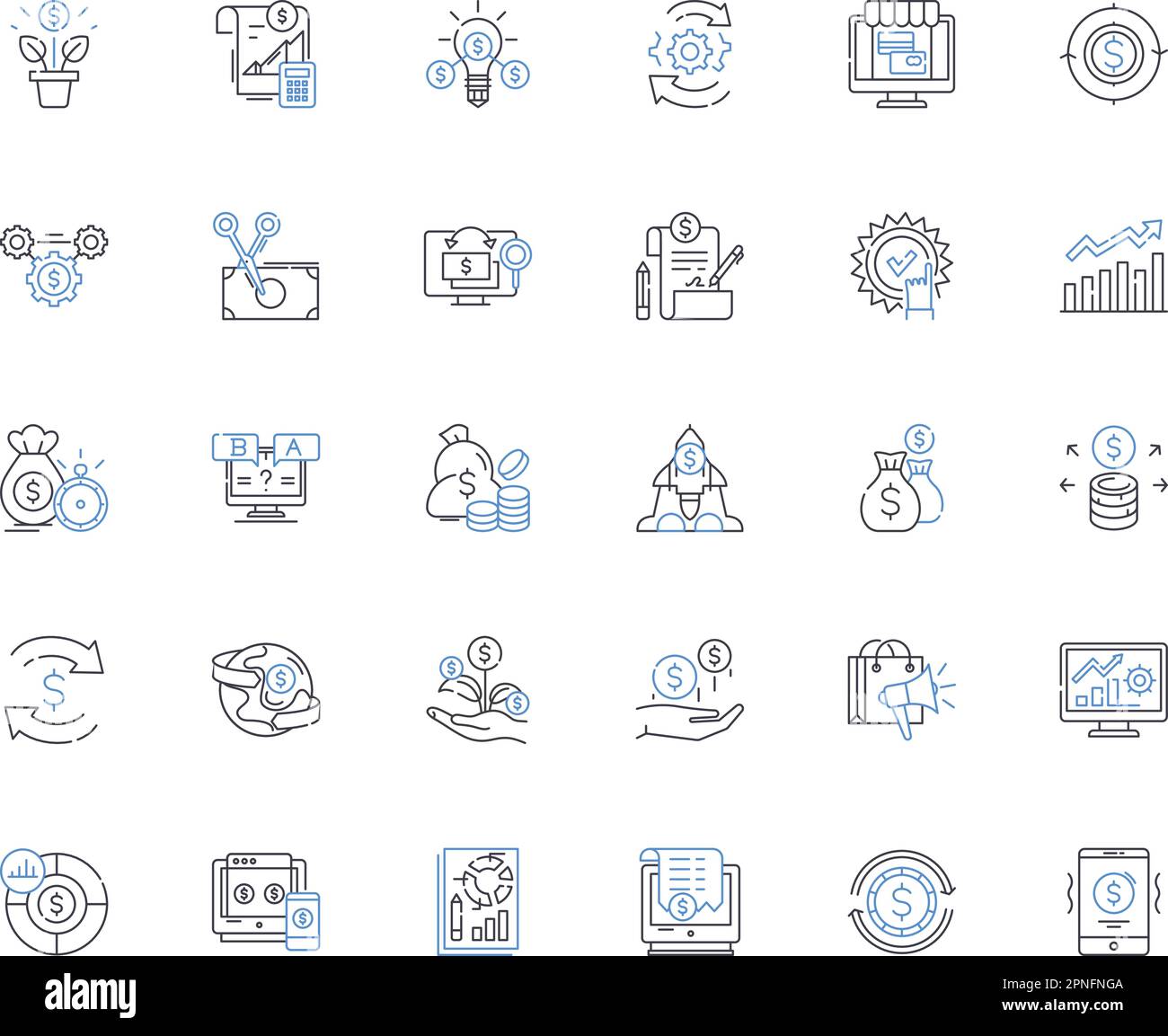 Symbolsammlung für Exchange Sales Line. Handel, Handel, Swap, Handel, Tausch, Händler, Marktvektor und lineare Darstellung. Gliederung Gebot, Angebot, Verkauf Stock Vektor