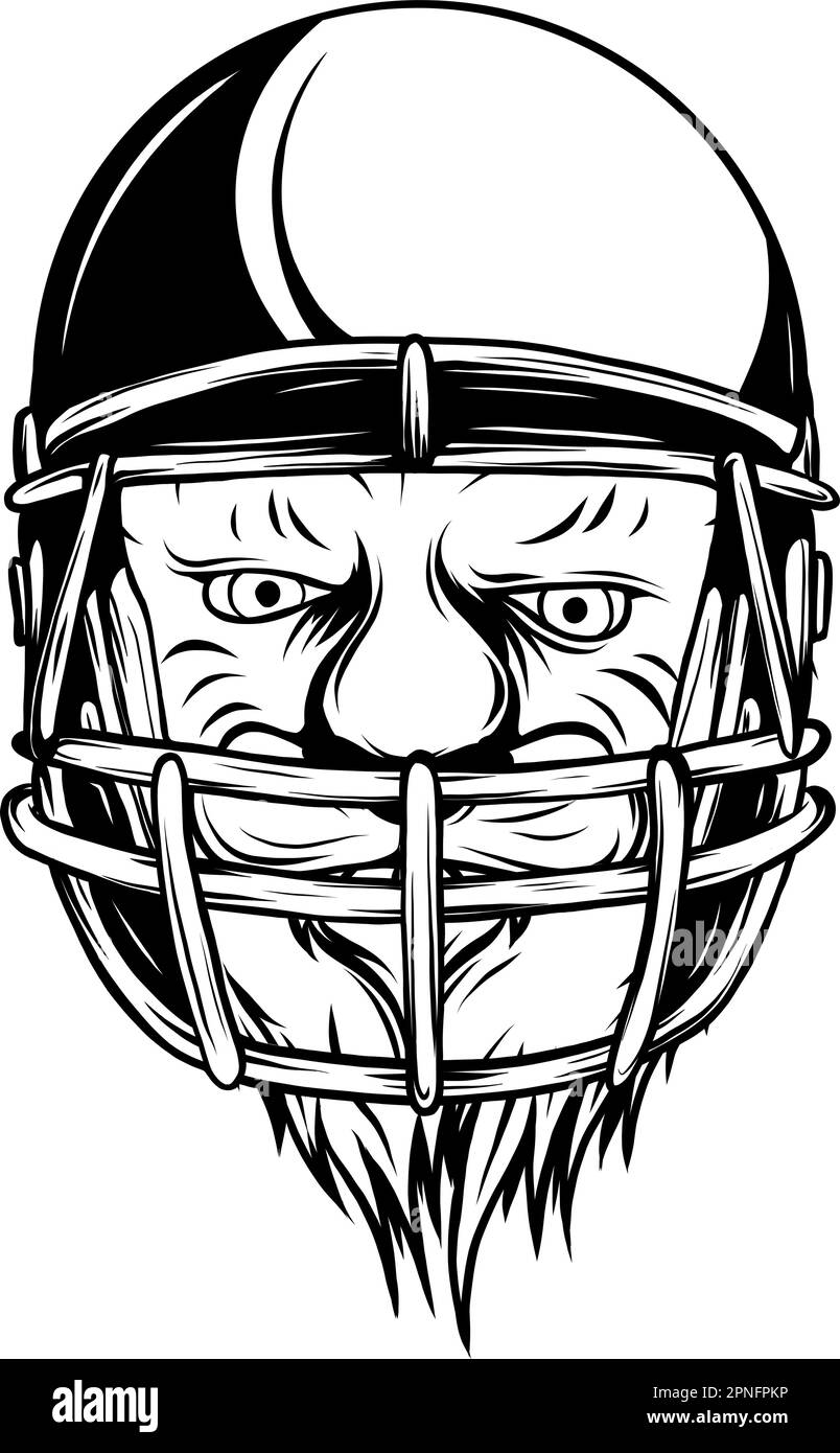 Das Löwenmaskottchen des amerikanischen Fußballs und trug den Helm eines amerikanischen Fußballspielers. Stock Vektor