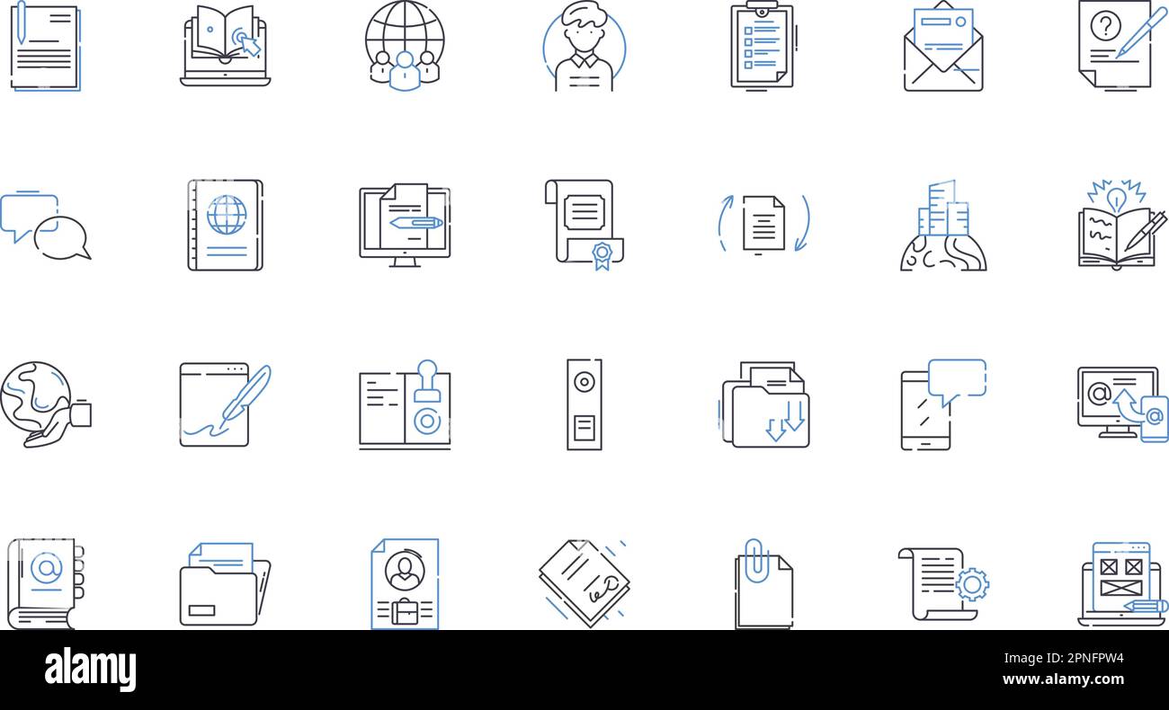 Sammlung von Symbolen für grafische Identitätslinien. Branding, Design, Logo, Typografie, Farbe, Identität, Symbolvektor und lineare Darstellung. Ikonographie Stock Vektor