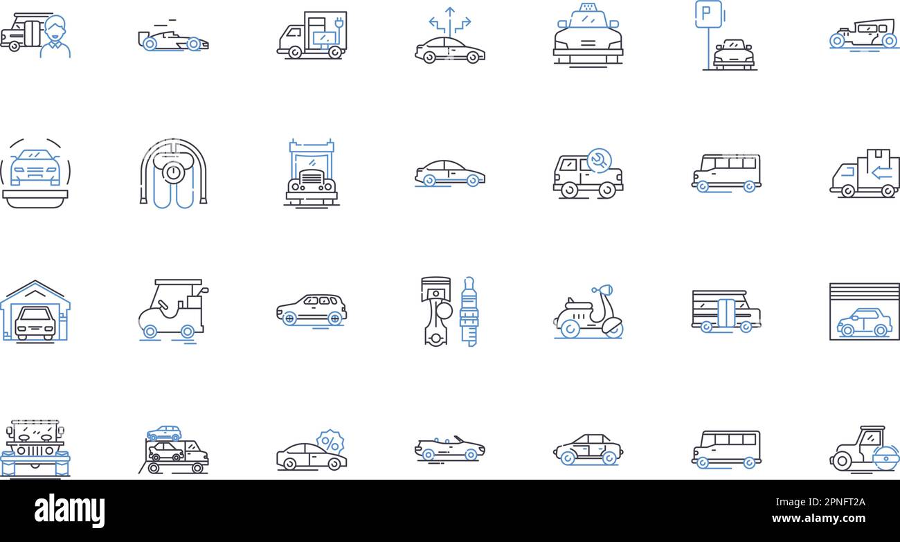 Symbolsammlung für Buslinien. Transport, Pendelverkehr, Reisen, Öffentlich, Route, Fahrer, Fahrvektor und lineare Darstellung. Passagier, Transit Stock Vektor