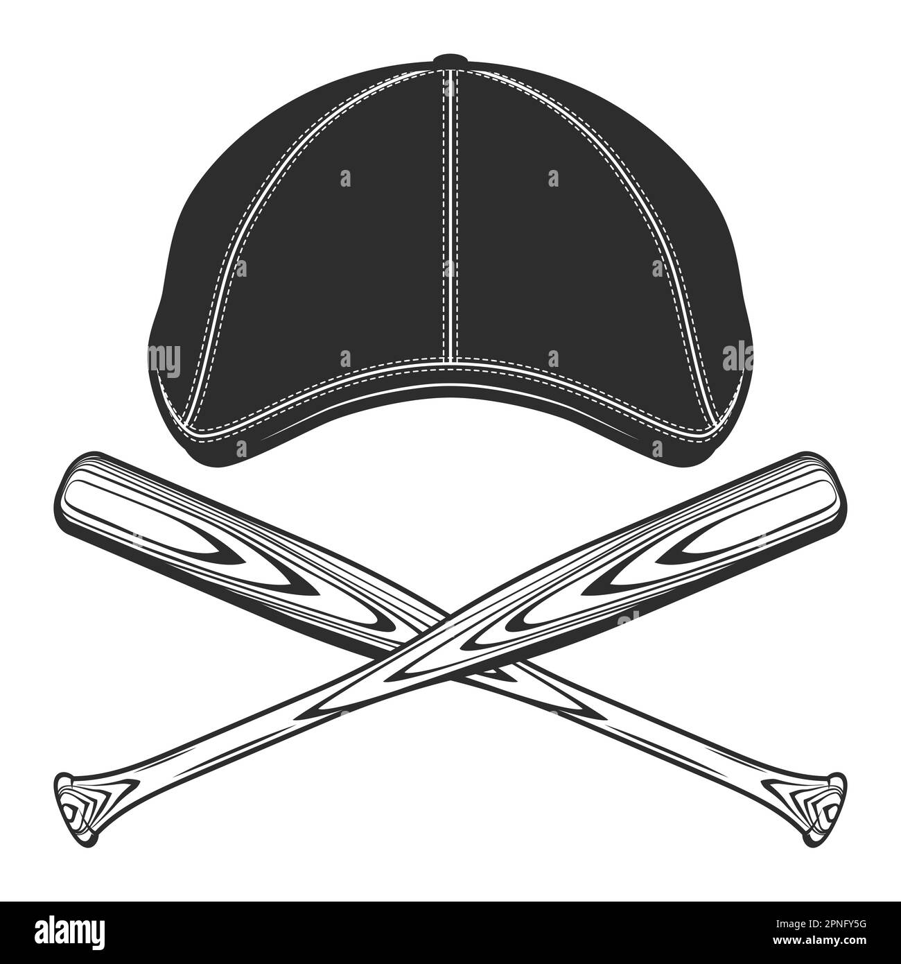 gatsby-Tweed-Hut mit flacher Kappe und Vektordarstellung eines Baseballschlägers Stock Vektor