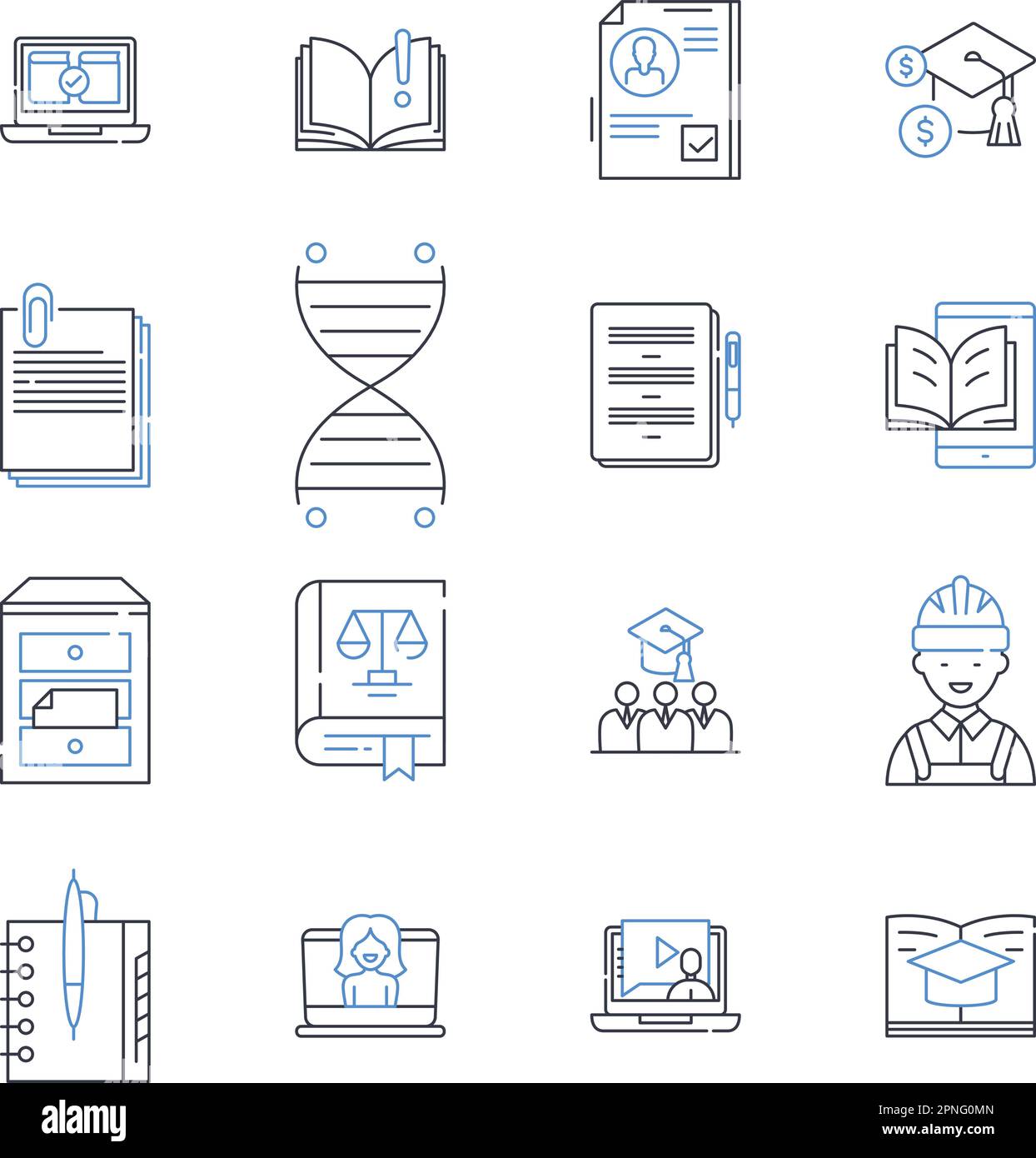 Sammlung von Enzyklopädie und Pharmakologielinie-Symbolen. Information, Wissen, Forschung, Wissenschaft, Medizin, Medikamente, Rezepte, Vektor und linear Stock Vektor