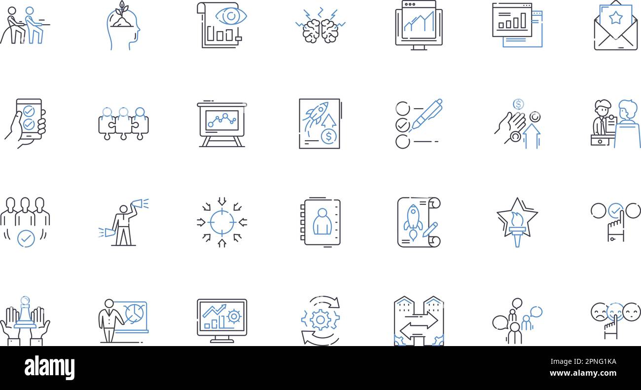Symbolsammlung für Linien zur Verbesserung der Organisation. Effizienz, Produktivität, Optimierung, Rationalisierung, Umstrukturierung, Innovation, Collaboration-Vektor Stock Vektor