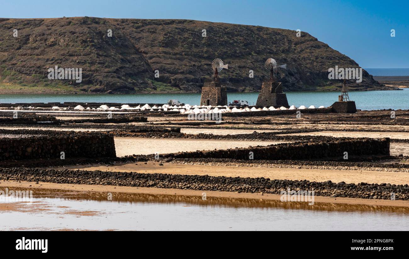 Salzseen auf Lanzarote, Kanarische Inseln, Spanien, Lanzarote, Spanien Stockfoto