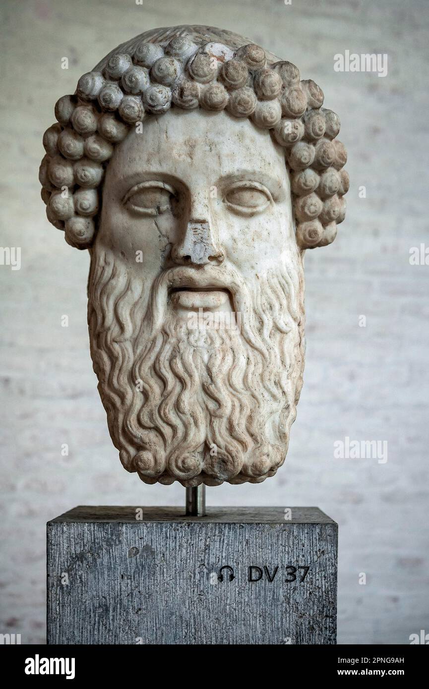 Hermes Propylaios, römische Kopie. Original von Alcamenes, Glyptothek, München, Bayern, Deutschland Stockfoto