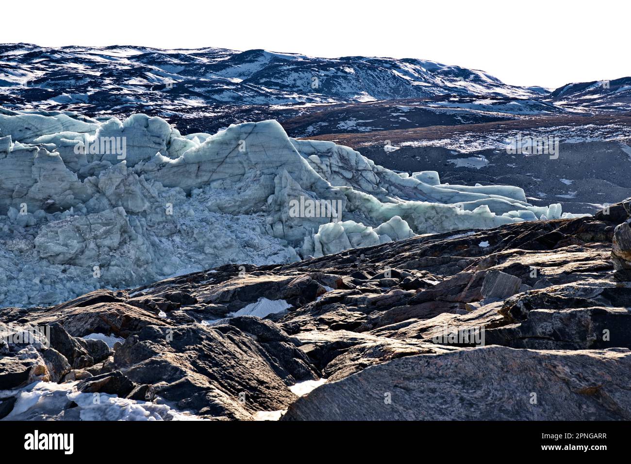 Am Rand der Eisdecke bei Kangerlussuaq, Grönland, Dänemark, Nordamerika Stockfoto