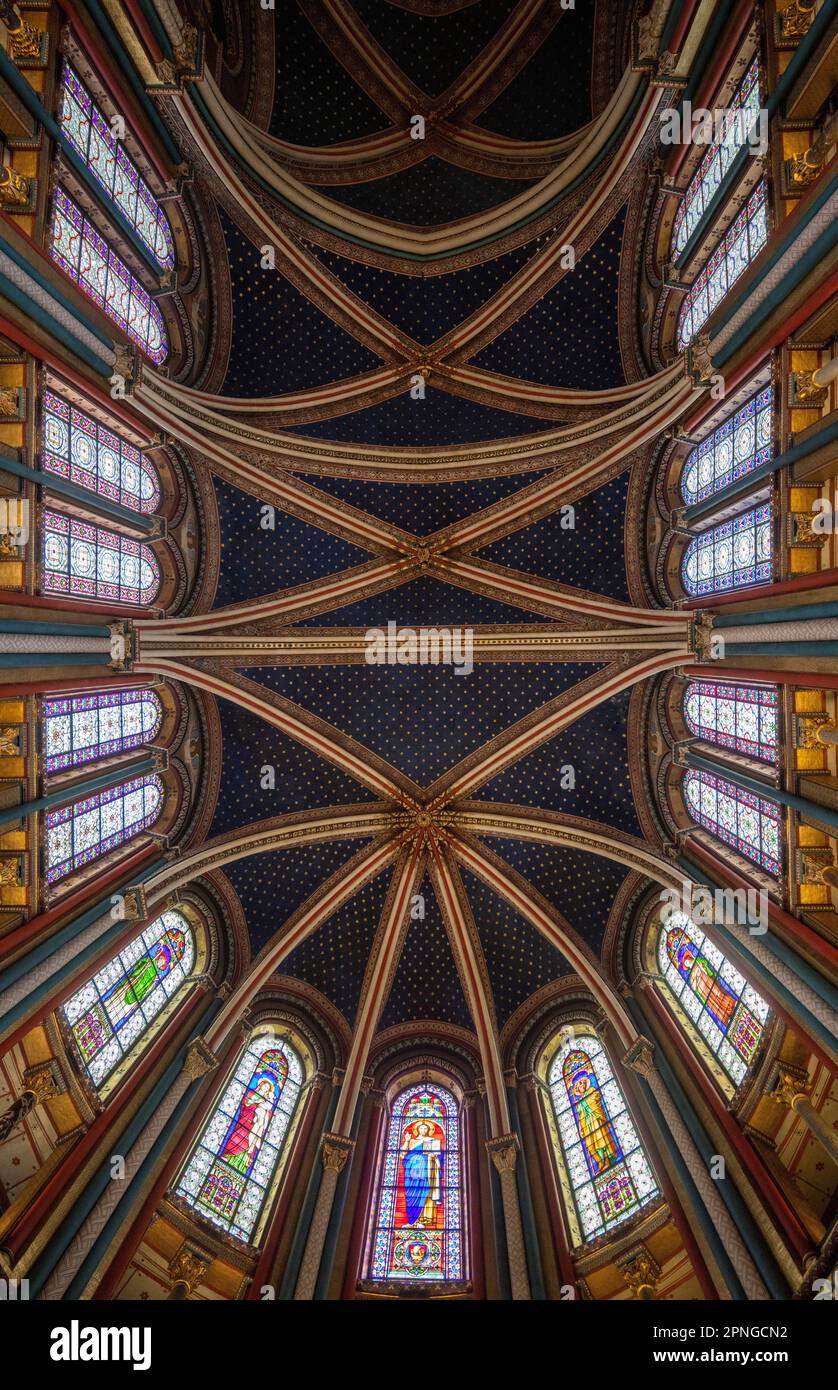 Gewölbe des Chors und Apse, Kirche Saint-Germain-des-Prés, Paris, Frankreich Stockfoto