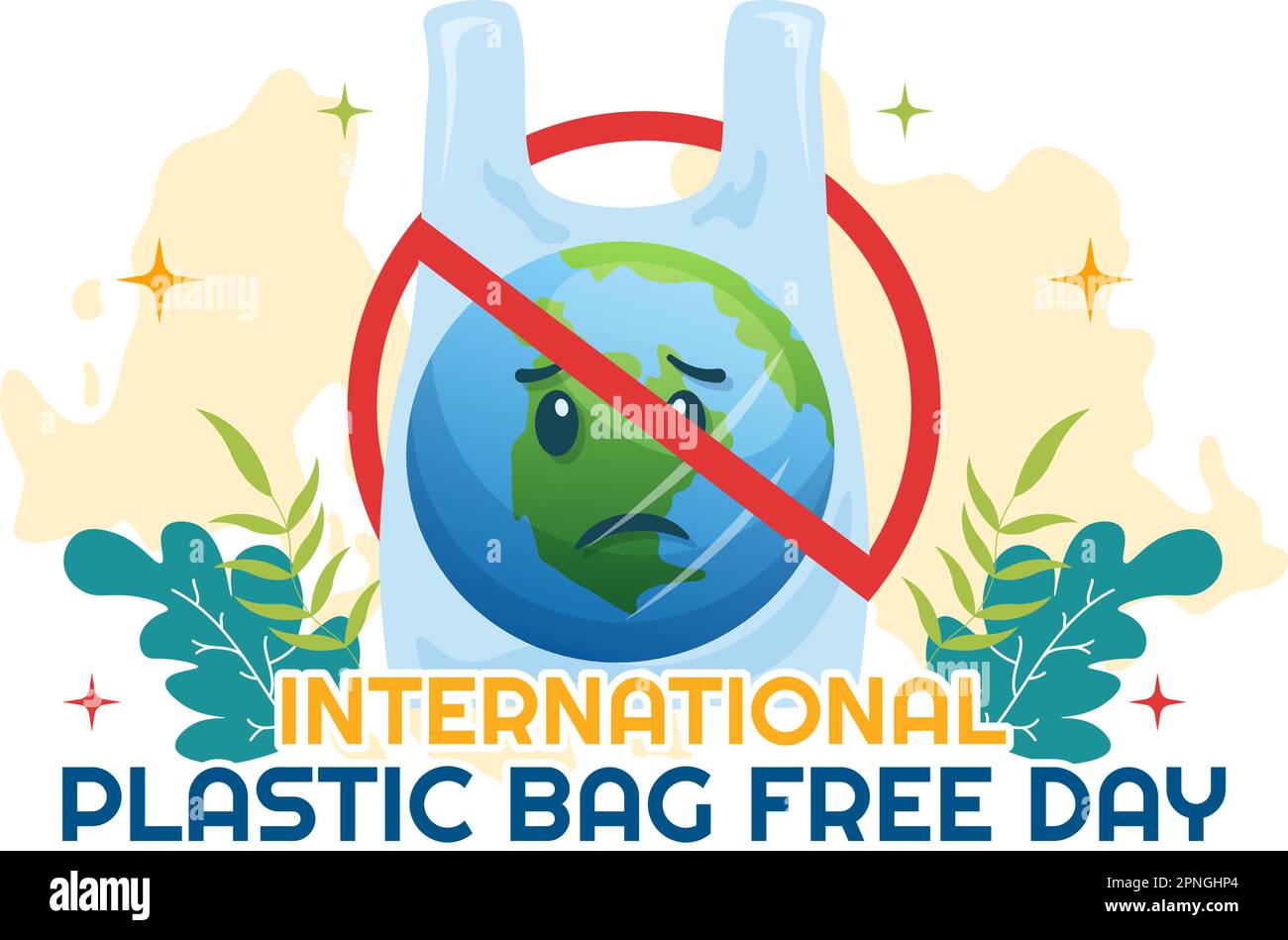 International Plastic Bag Free Day Vector Illustration mit Go Green, Save Earth and Ocean in Eco Lifestyle Flat Cartoon handgezogenen Vorlagen Stock Vektor