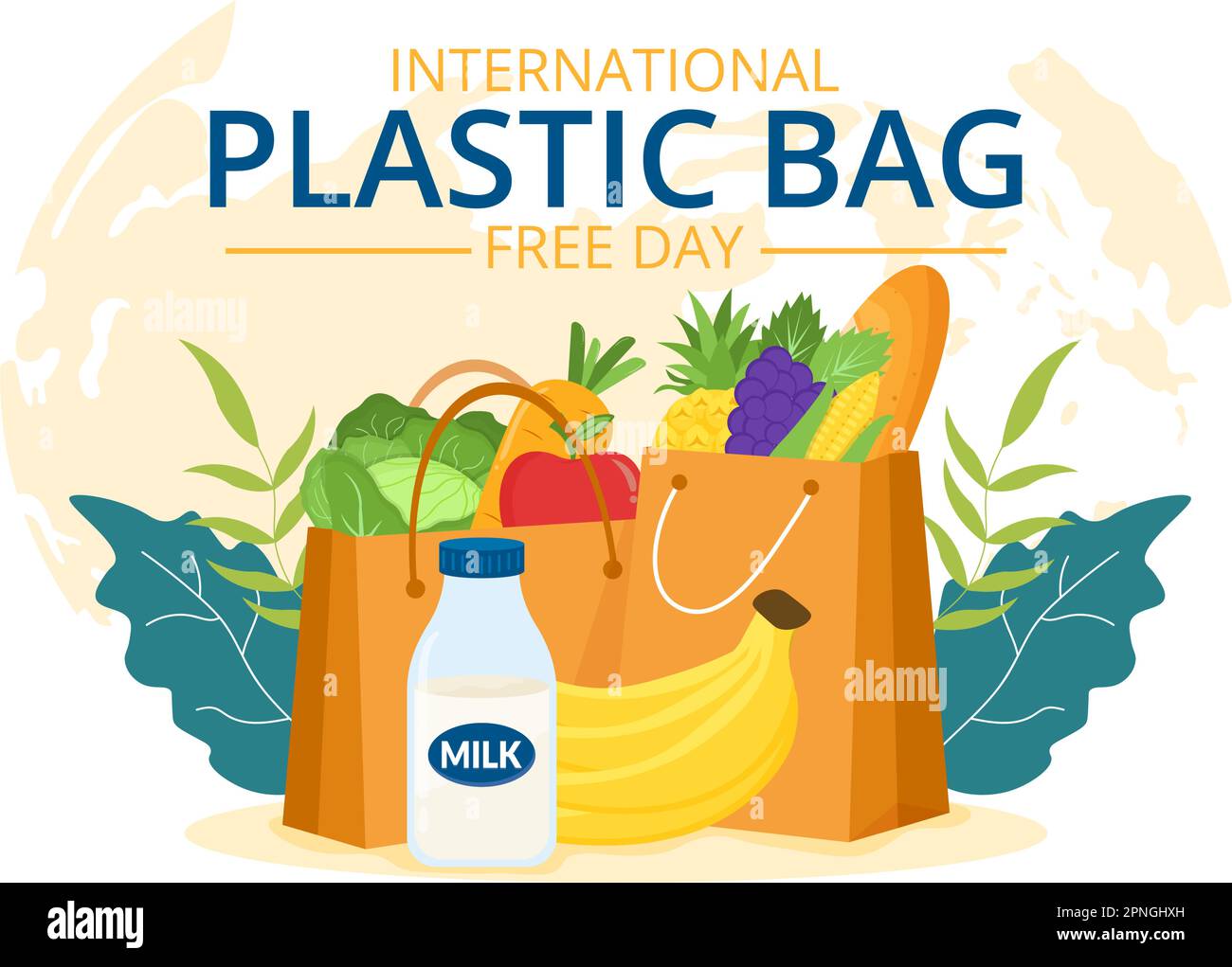 International Plastic Bag Free Day Vector Illustration mit Go Green, Save Earth and Ocean in Eco Lifestyle Flat Cartoon handgezogenen Vorlagen Stock Vektor