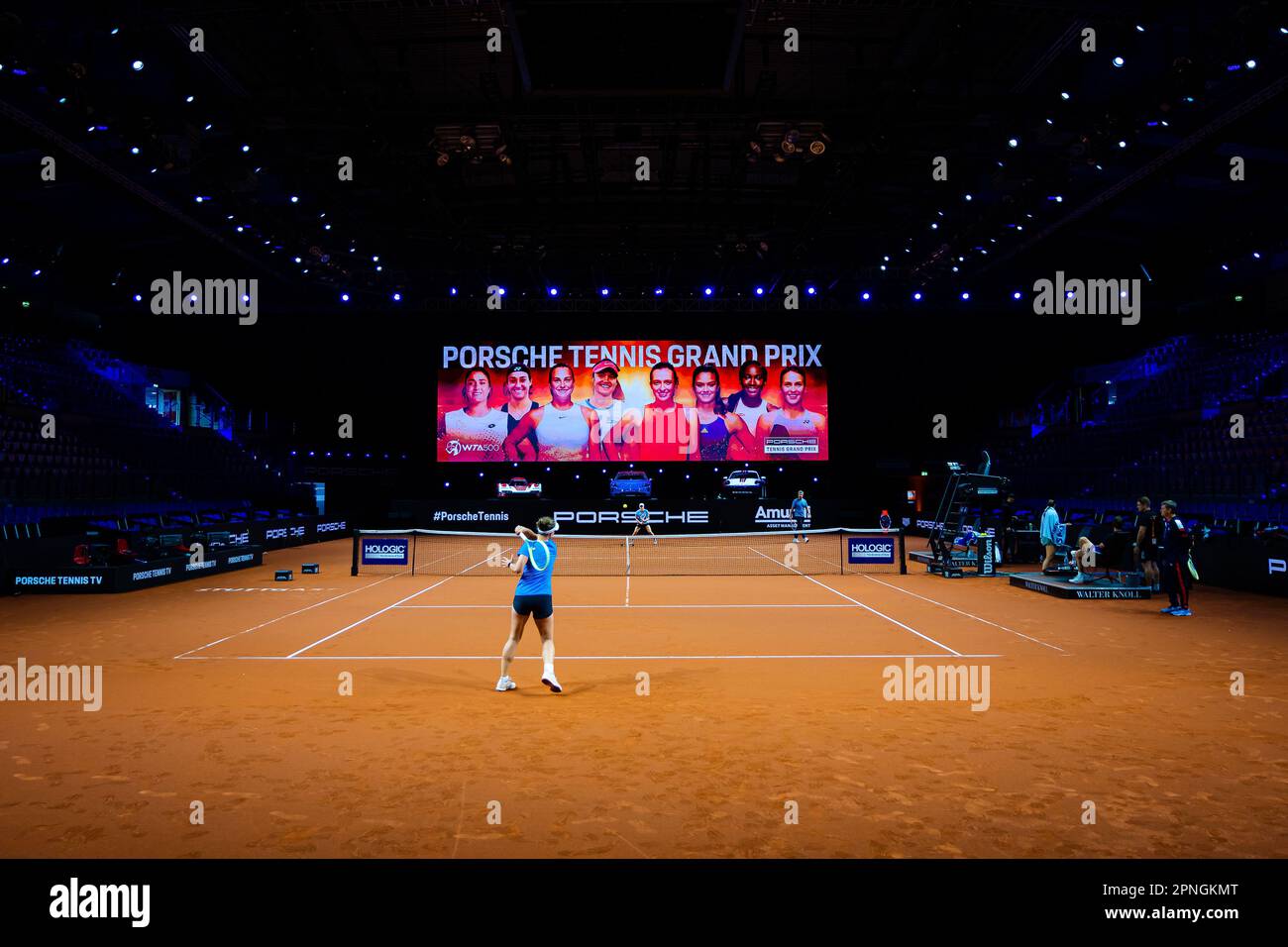 Allgemeiner Überblick während des Trainings beim Porsche Tennis Grand Prix 2023, WTA 500 Tennis Turnier am 17. April 2023 in Stuttgart - Foto: Rob Prange/DPPI/LiveMedia Stockfoto