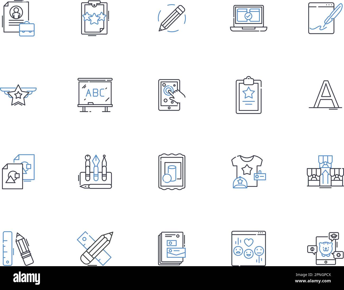 Visuelle Symbolsammlung für Identitätslinien. Branding, Logo, Farbe, Schriftart, Grafik, Design, Identitätsvektor und lineare Illustration. Bild,Symbol,Symbol Stock Vektor