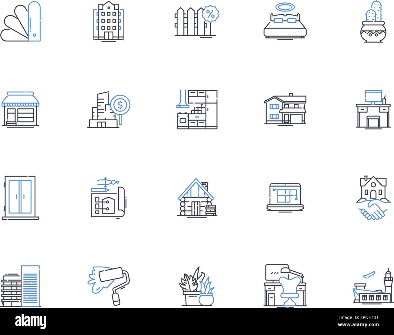 Sammlung von Symbolen für Forschungslinien. Experiment, Survey, Sampling, Analysis, Results, Daten, Hypothesenvektor und lineare Darstellung. Variabel Stock Vektor