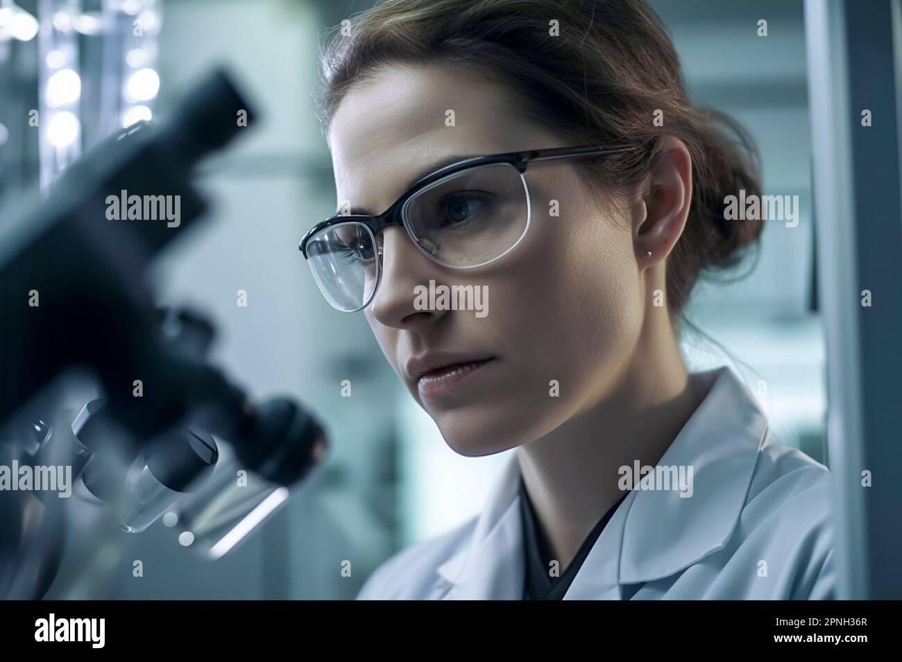 Grenzen brechen: Eine Wissenschaftlerin im Labor Stockfoto