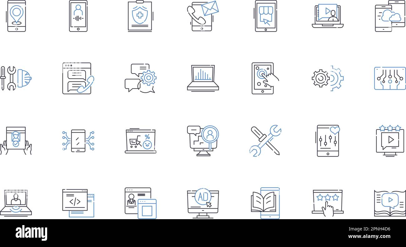 Symbolsammlung für Wissens- und Lernzeilen. Bildung, Intelligenz, Entdeckung, Erkundung, Neugier, Weisheit, Einsichtsvektor und linear Stock Vektor