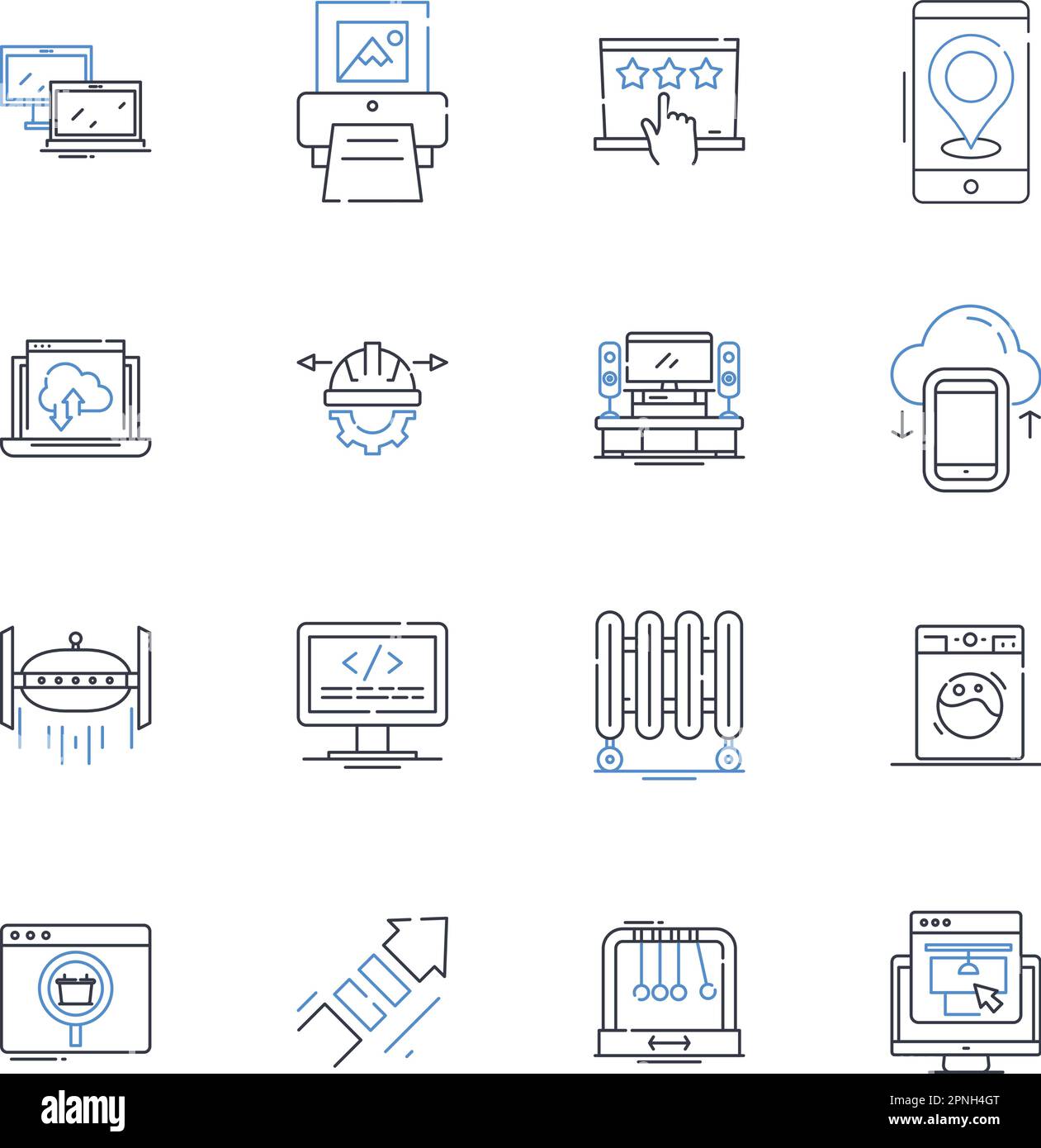 Kollektion der Positionssymbole für Gesprächspartner. Chatbots, virtuelle Assistenten, KI, NLP, menschlich, Dialog, Interaktionsvektor und linear Stock Vektor