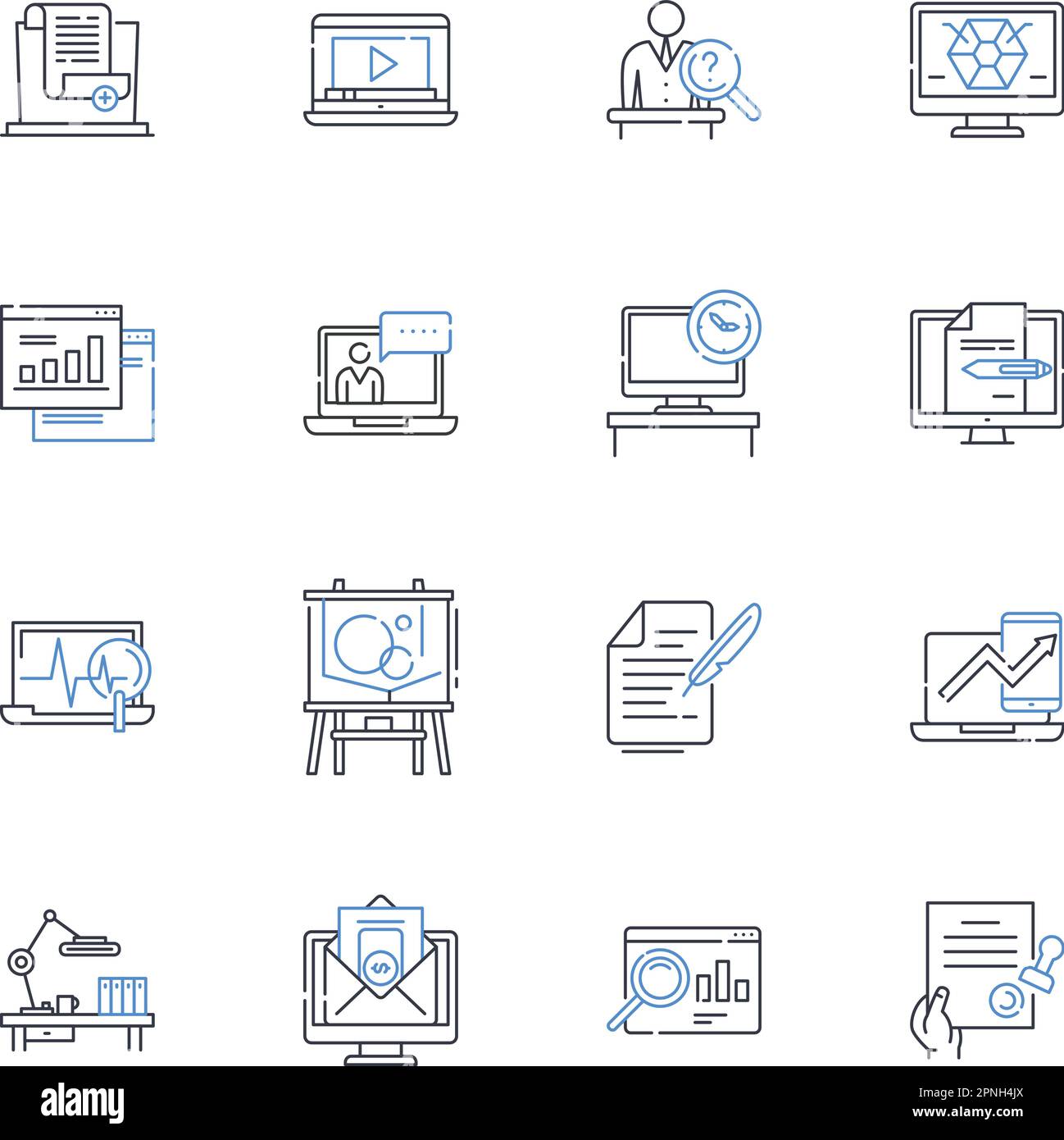 Symbolsammlung für Fertigungsrahmenlinien. Montage, Automatisierung, Benchmarking, Kapazität, Kollaborativ, Compliance, Konfigurationsvektor und Stock Vektor