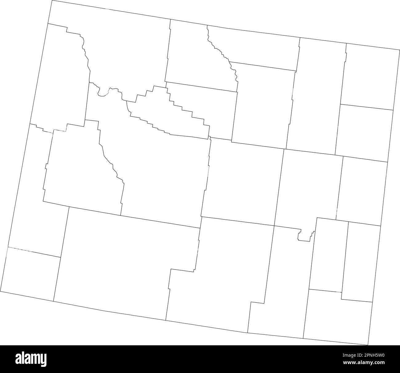 Äußerst Detaillierte Blind Map Von Wyoming. Stock Vektor