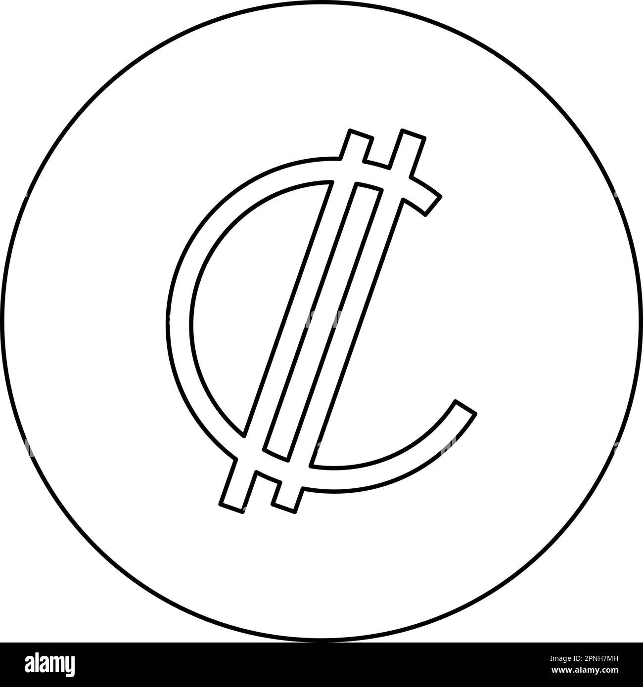 Doppelpunkt-Zeichen Währungssymbol Costa Rica Salvadorianisches Geld CRC-Symbol im Kreis rund schwarz Vektordarstellung Bild Konturlinie dünn Stock Vektor