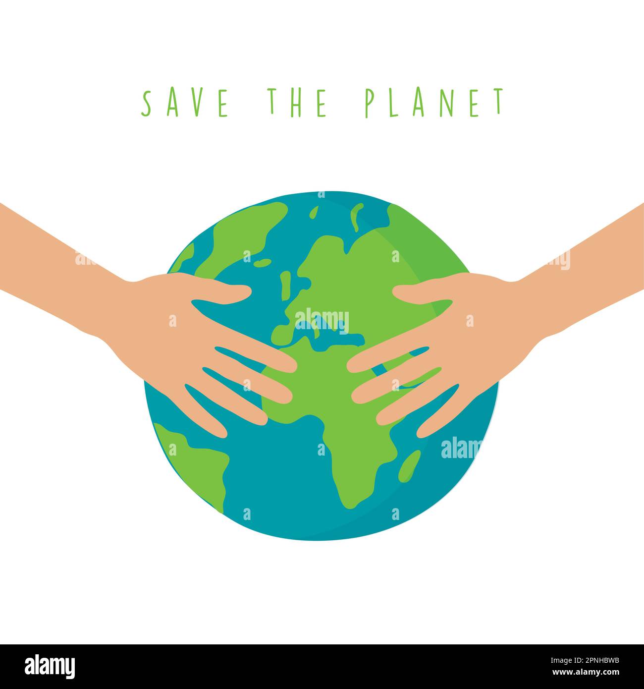Menschliche Hände umarmen die Welt, retten den Planeten Stock Vektor