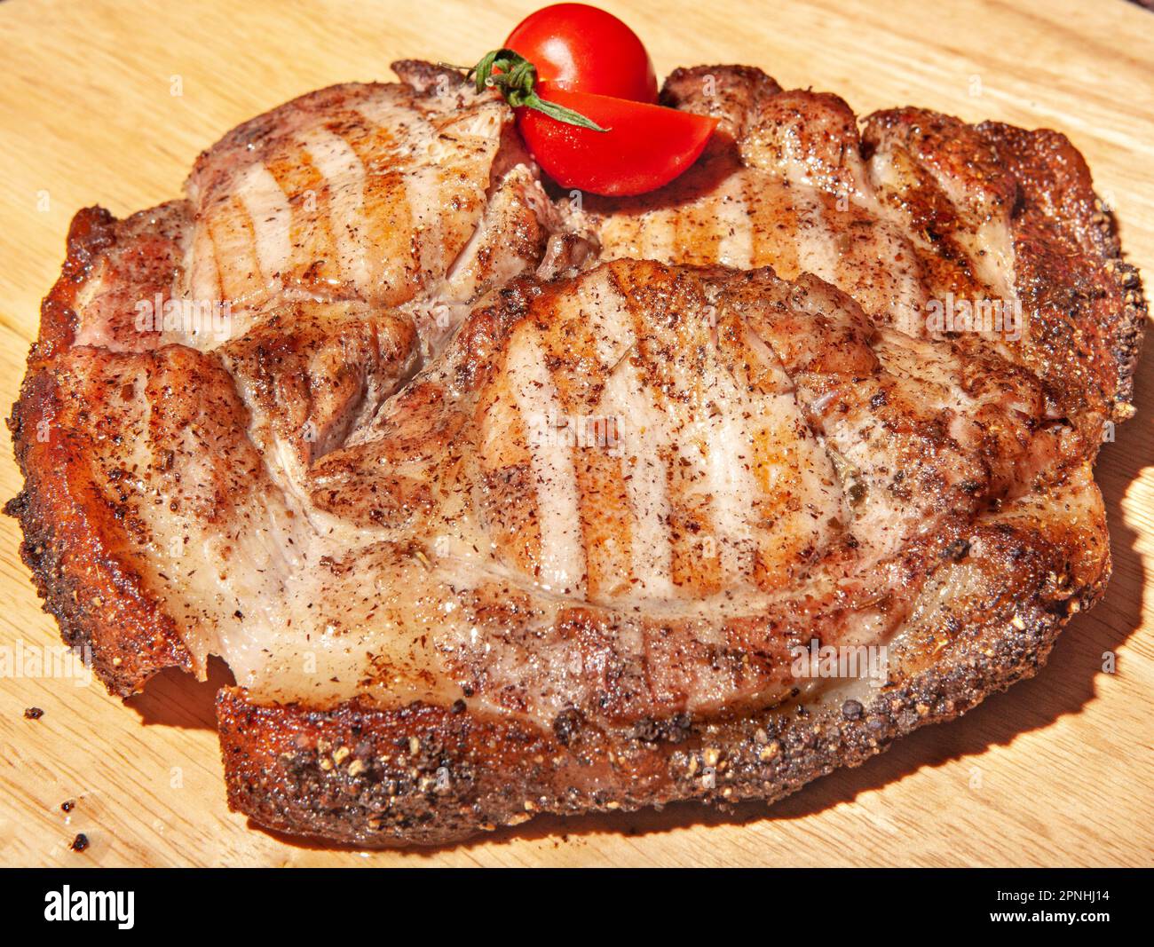 Ein großes Stück Fleisch, Restaurant, Koch Stockfoto