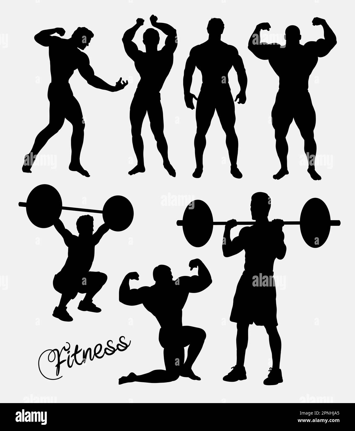 Fitness, Bodybuilding, Fitnessstudio, Sporttrainingshouette. Gute Verwendung für Symbol, Logo, Websymbol, Schild, Maskottchen, avatar oder ein beliebiges Design. Stock Vektor