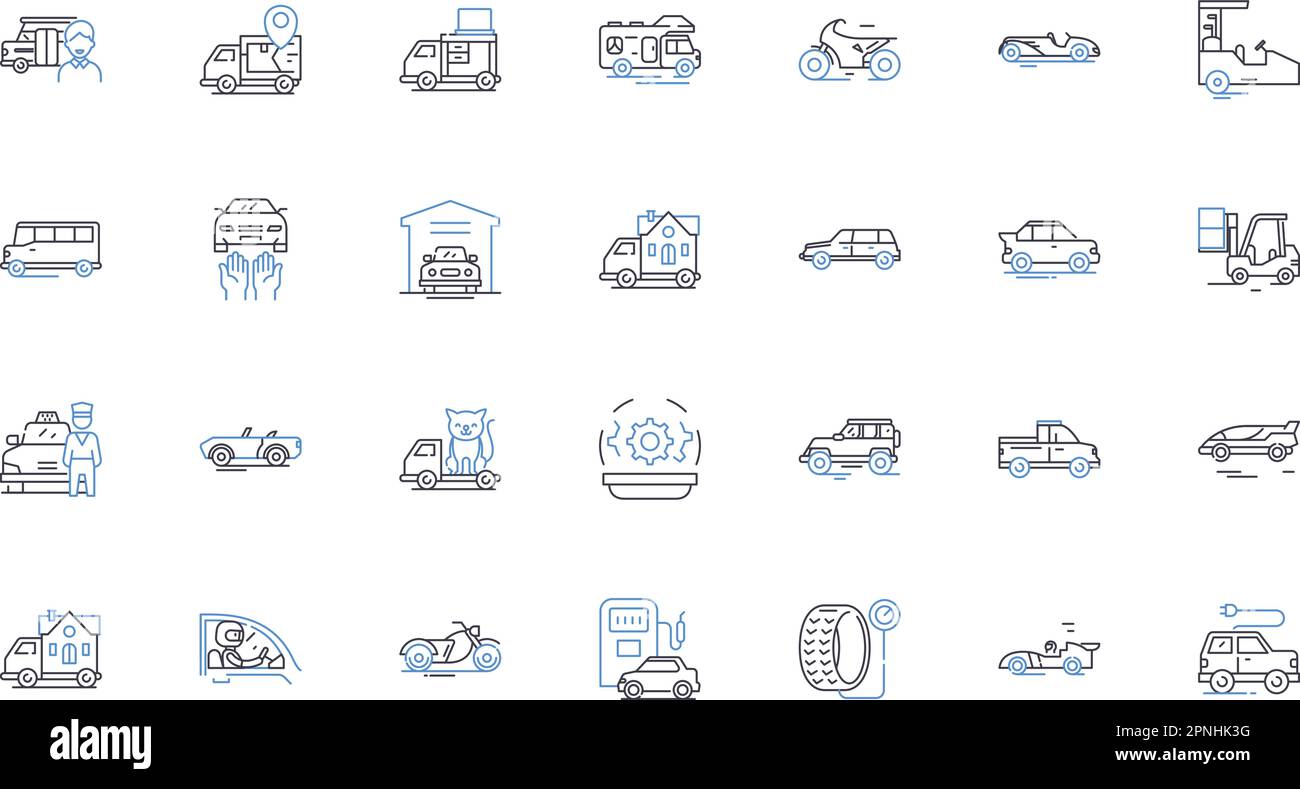 Jeeps Line Icons Kollektion. Gelände, Abenteuer, Trailblazing, Machismo, Robustheit, Vielseitigkeit, Haltbarkeit, Vektor und lineare Darstellung Stock Vektor Jeeps Line Icons Kollektion. Gelände, Abenteuer, Trailblazing, Machismo, Robustheit, Vielseitigkeit, Haltbarkeit, Vektor und lineare Darstellung Stock Vektor