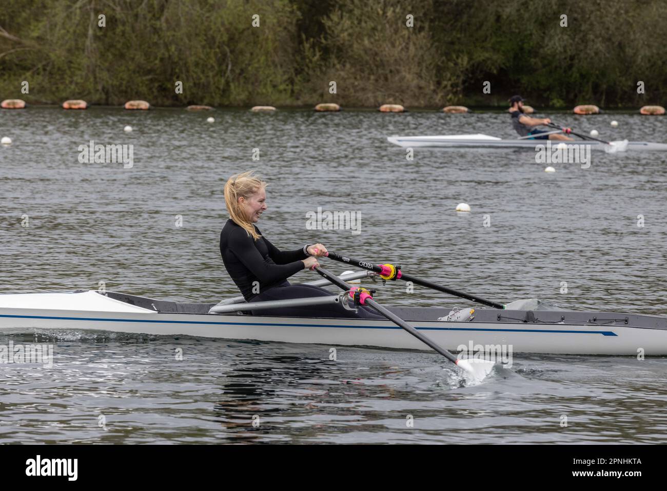 Great Britain's Beach Ruderkurse in Redgrave und Pinsent Ruwing Lake, Caversham, Reading. Ella Darrington (18 km) vom Peterborough City Ruderclub. Stockfoto