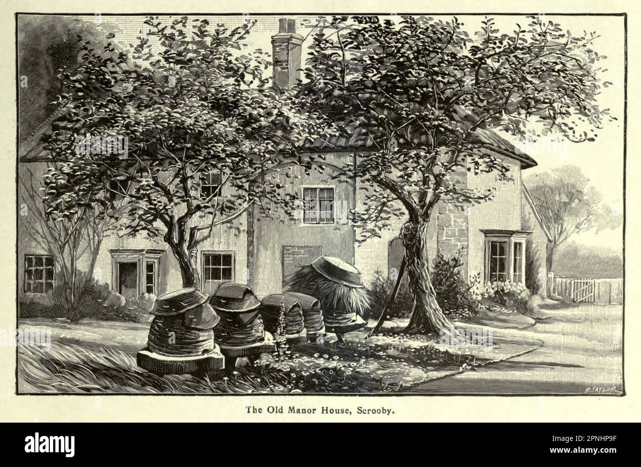 The Old Manor House, Scrooby William Brewster and the Church at Scrooby aus dem Buch " Homes and Haunts of the Pilgrim Vaters " von Alexander MacKennal, 1835-1904; überarbeitet von Howell Elvet Lewis, Publikationsdatum 1920 Publisher London, The Religious Trakt Society Stockfoto
