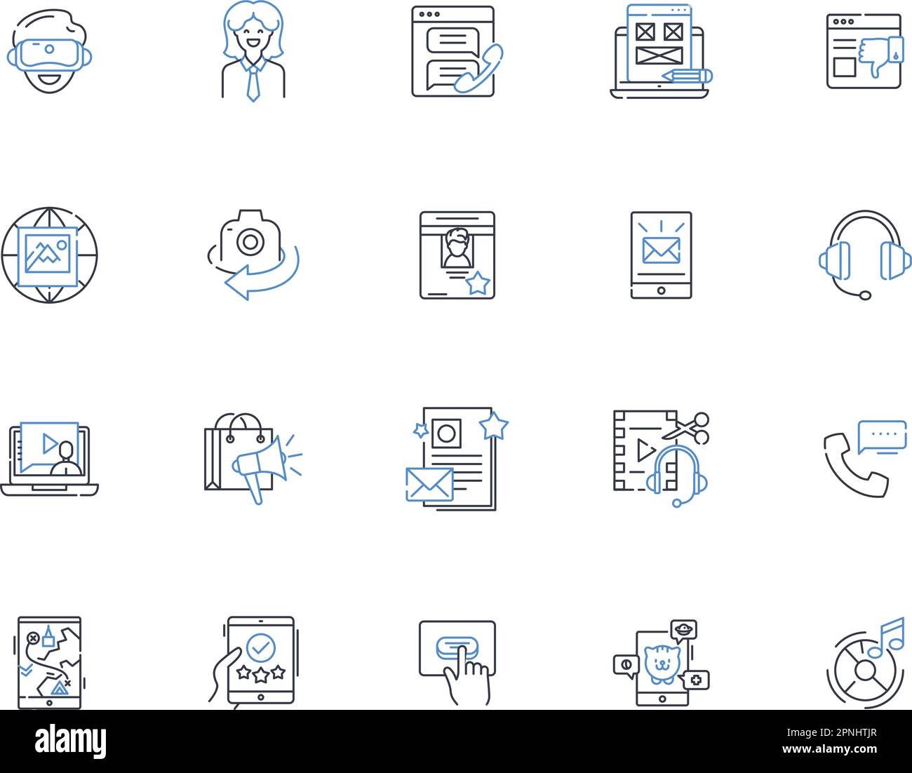Kollektion mit Pop Culture Line Icons. Berühmtheiten, Musik, Filme, Fernsehen, Mode, Kunst, Literaturvektor und lineare Darstellung. Comics, Gaming Stock Vektor