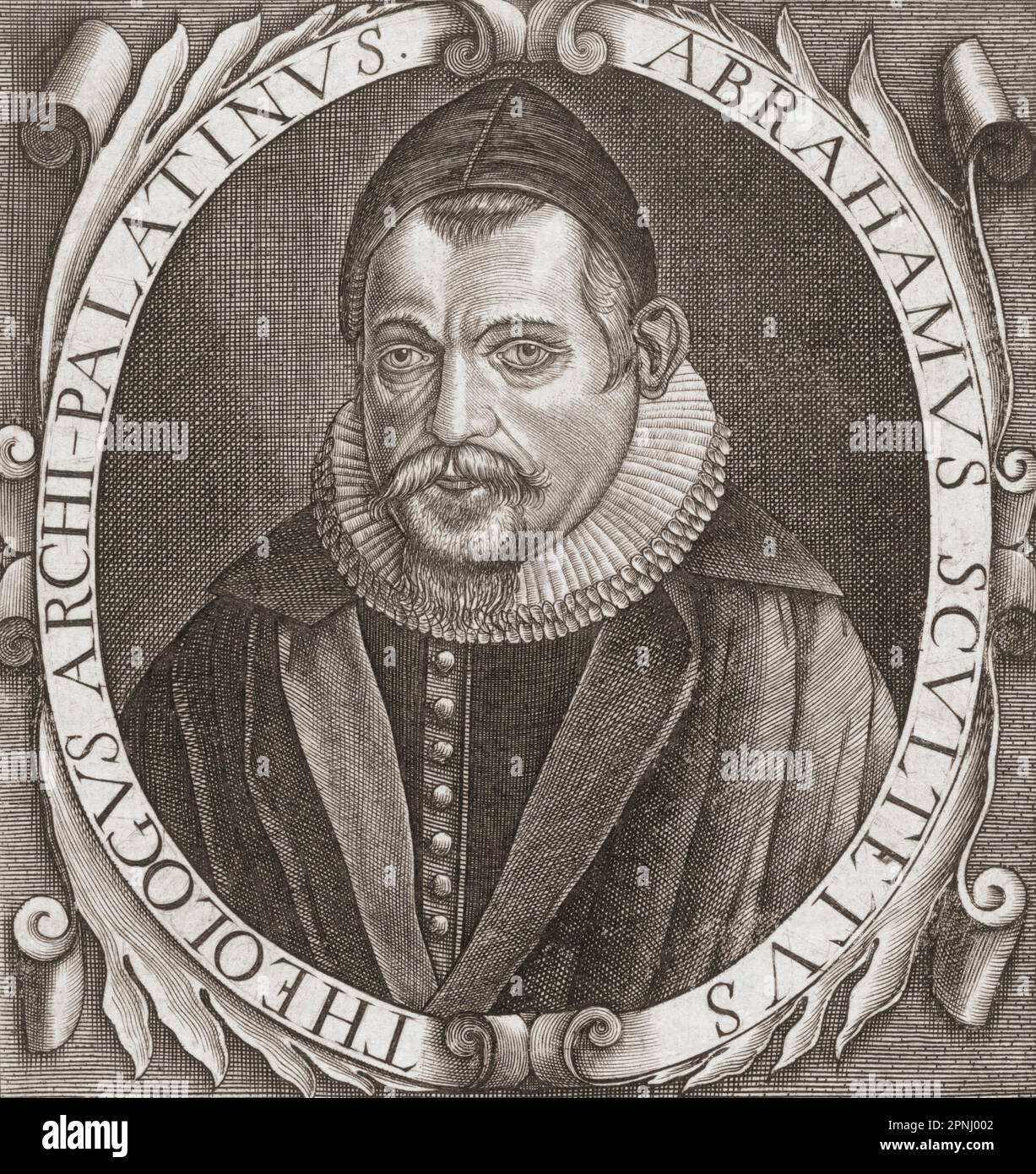 Abraham Scultetus, 1566-1625. Professor für Theologie der Deutschen Calvinsten. Nach einer Gravur von Paul de Zetter. Stockfoto