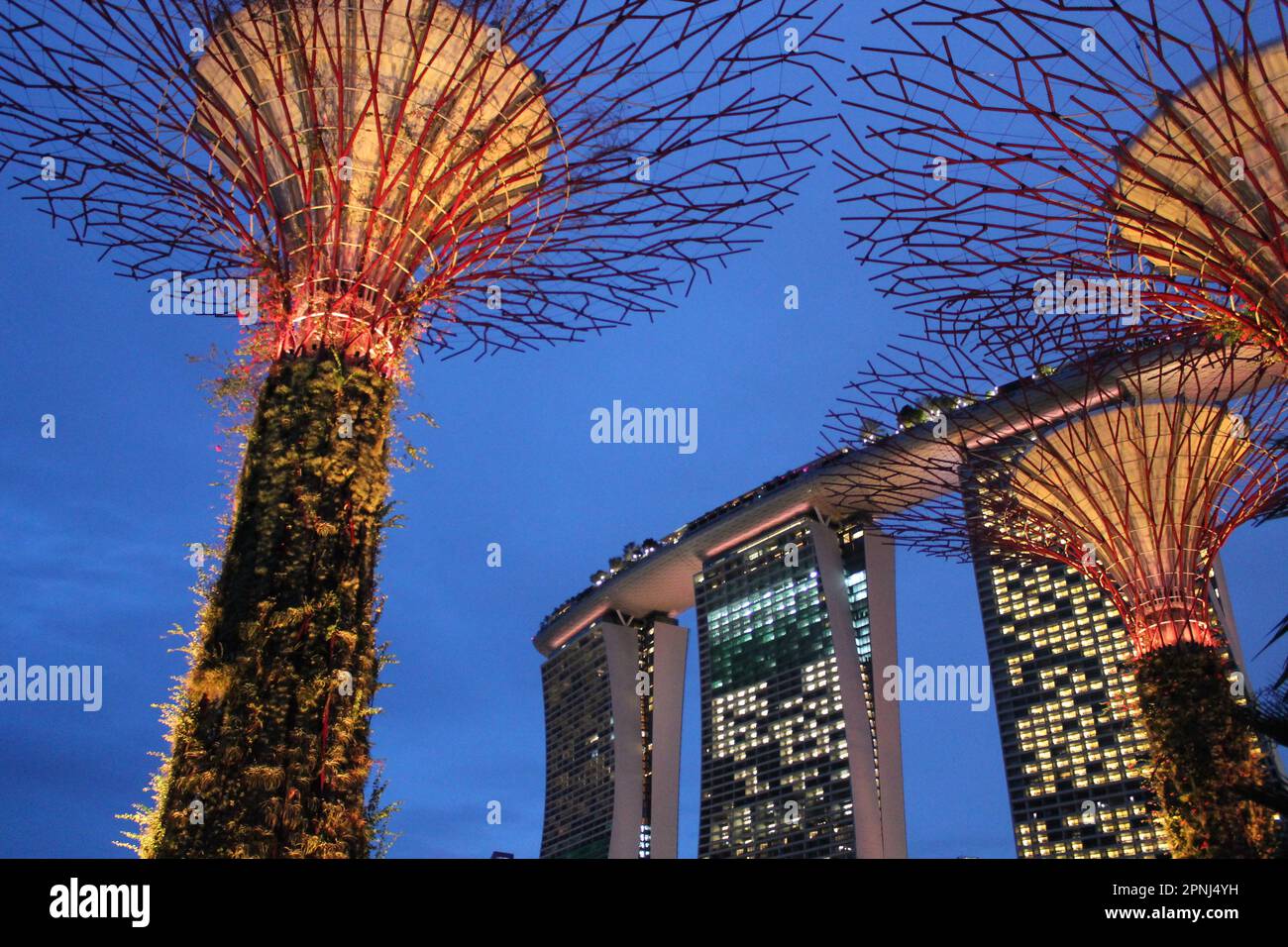 Marina Bay Garden und Marina Bay Sands, Singapur. Stockfoto