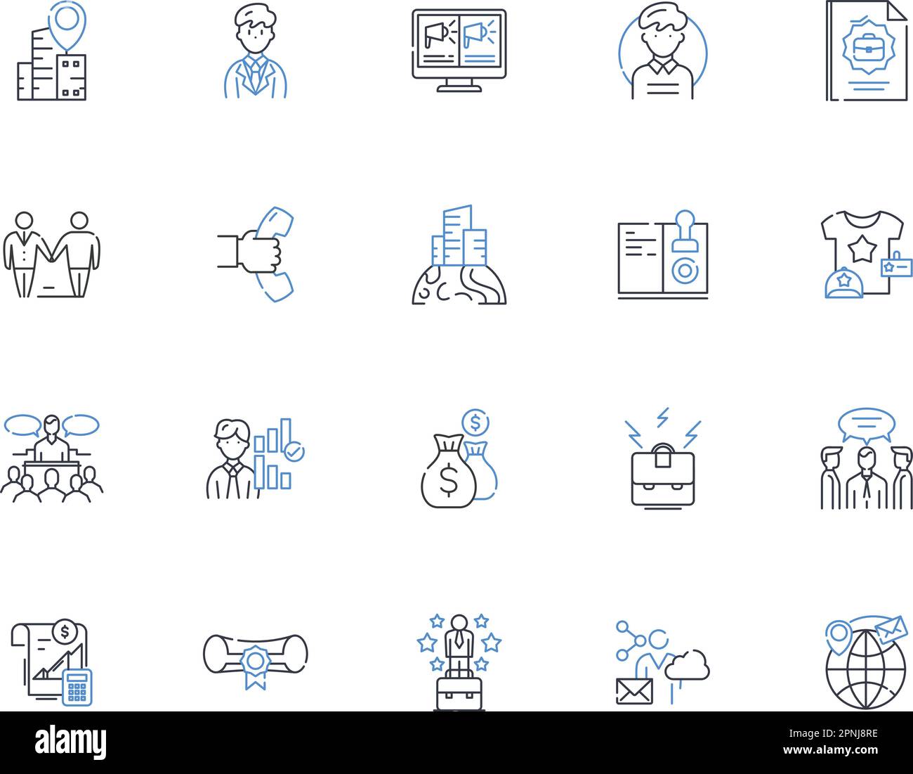 IT Solutions Liniensymbole. Integration, Effizienz, Optimierung, Automatisierung, Sicherheit, Nerking, Analysevektor und lineare Darstellung Stock Vektor