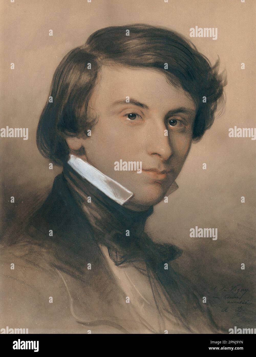 Porträt von Alfred Victor, Comte de Vigny (1797?1863) von Achille Jacques Jean-Marie Devéria Ca. 1825 (43,5 x 33,7 cm) MET New York Stockfoto