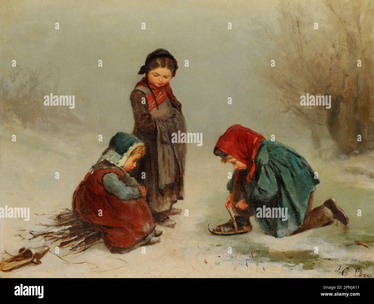 Portrait of Children in a Wood von James-Crawford THOM (Oil on wood 0,26 x 0,35) Museum of Fine Arts reims Stockfoto