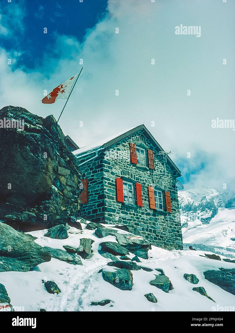 In der Schweizer Alpenclub-Hütte Cabane Valsorey auf der Chamonix nach Zermatt Haute Route Stockfoto