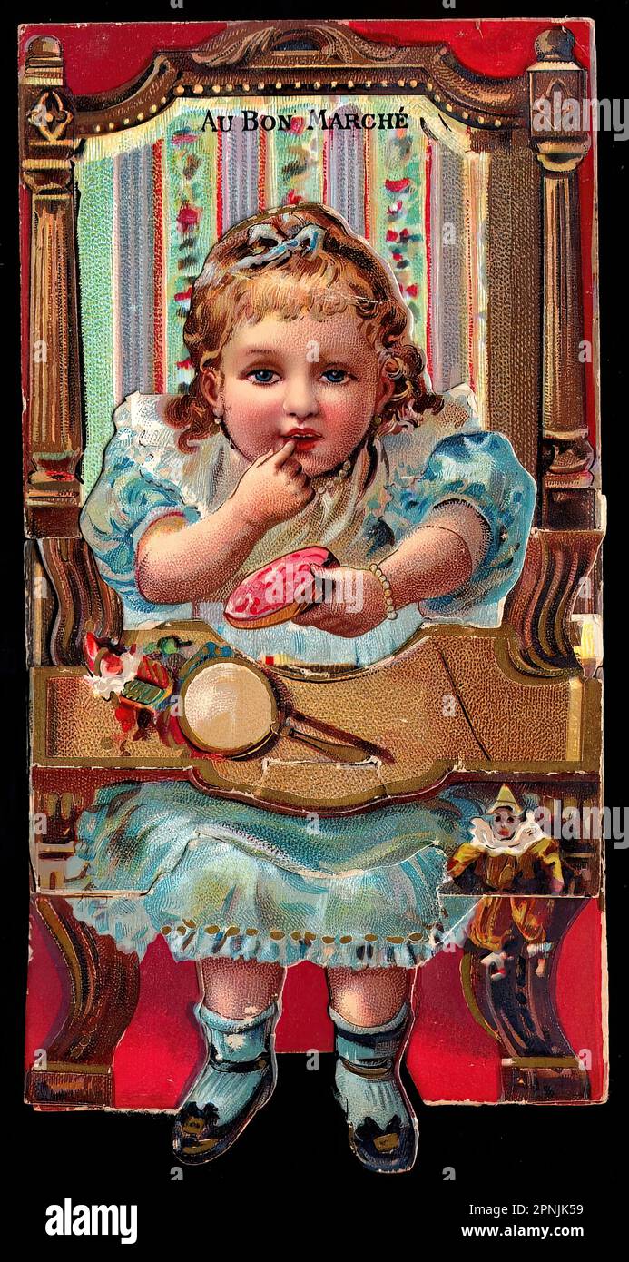 Systemkarte, Baby - Vintage French Tradecard, Belle Epoque Era Stockfoto