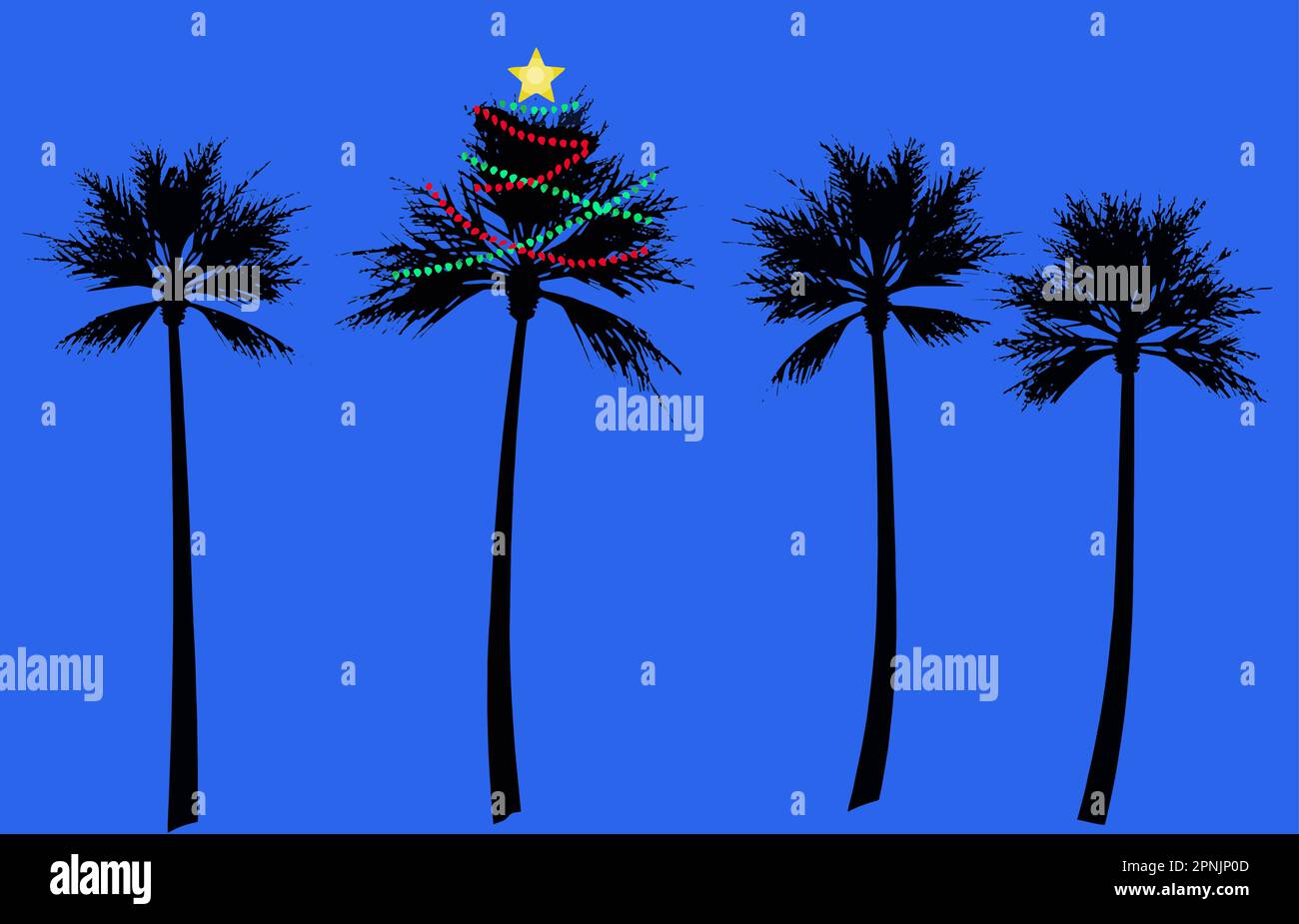 Eine Palme ist zu Weihnachten dekoriert. Stock Vektor