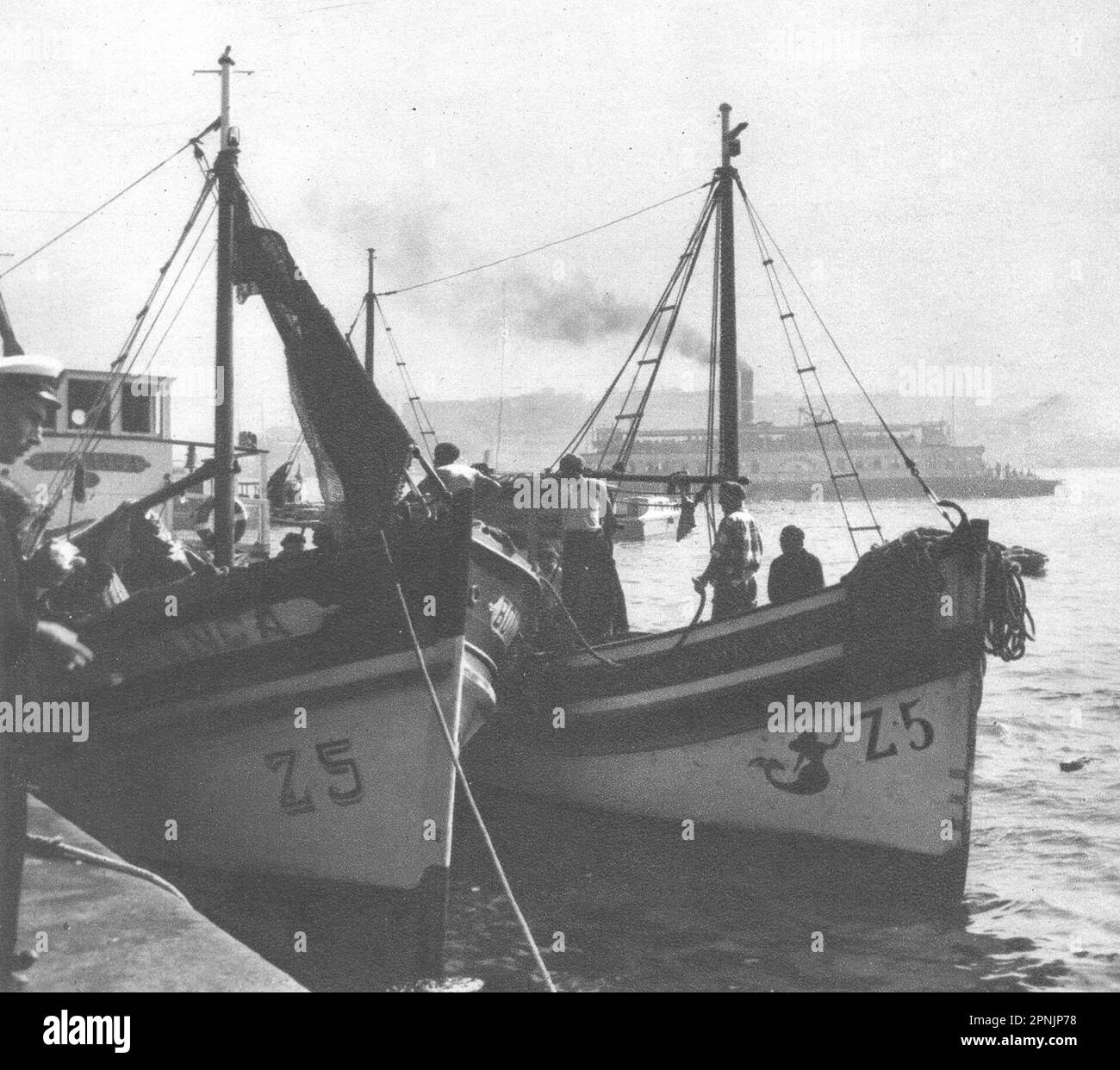 BRASILIEN. Rio de Janeiro. Fischerboot bateaux de Pêche ein Quai 1951 Jahre alter Aufdruck Stockfoto
