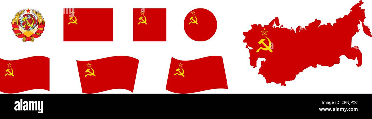 UdSSR-Flagge. Rotes Kommunismus-Symbol Stock Vektor