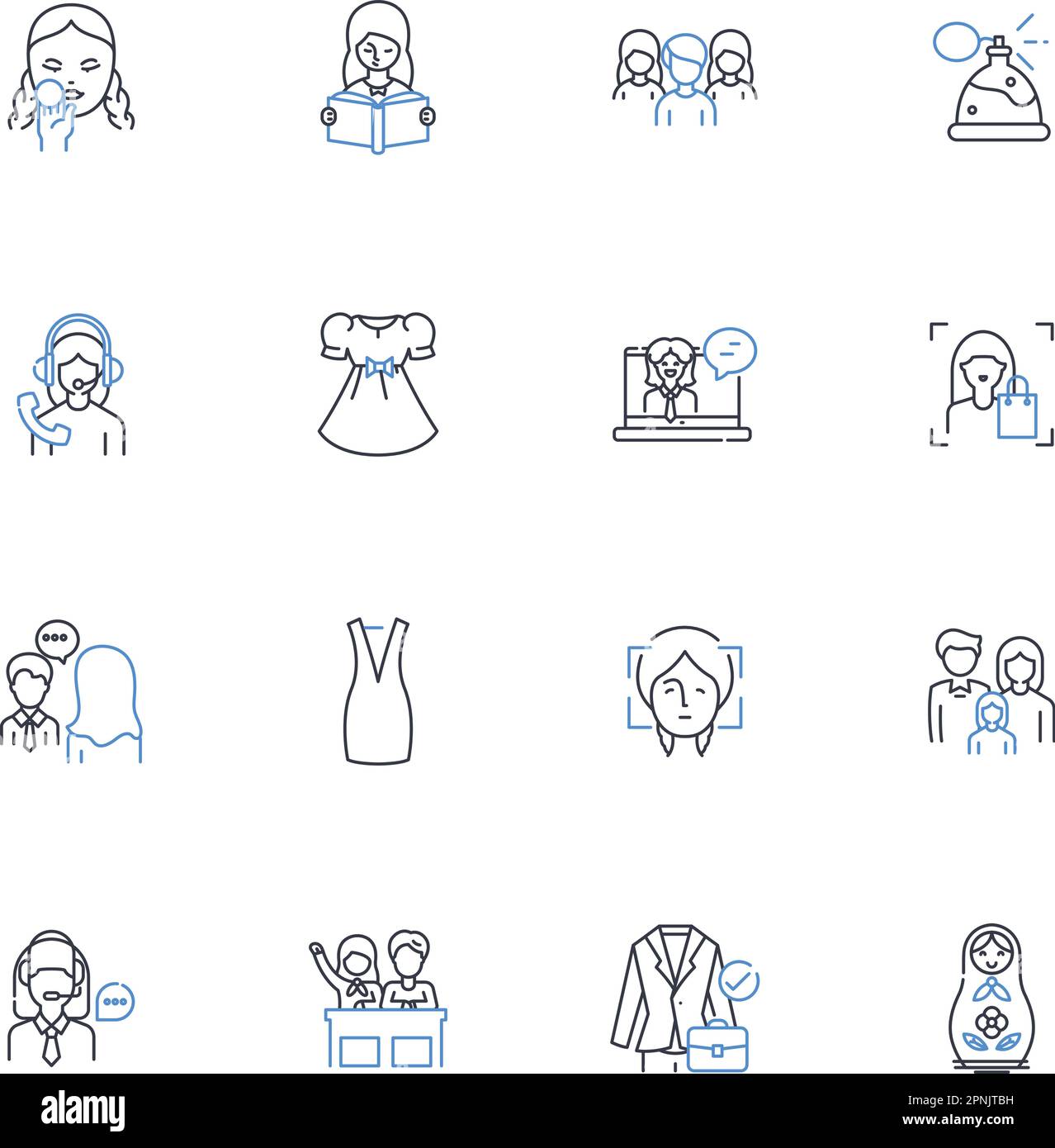 Princess Line Icons Kollektion. Königliche Hoheit, Krone, Tiara, Schloss, Schönheit, Eleganz, Gnadenvektor und lineare Illustration. Adel, Regal, Pracht Stock Vektor