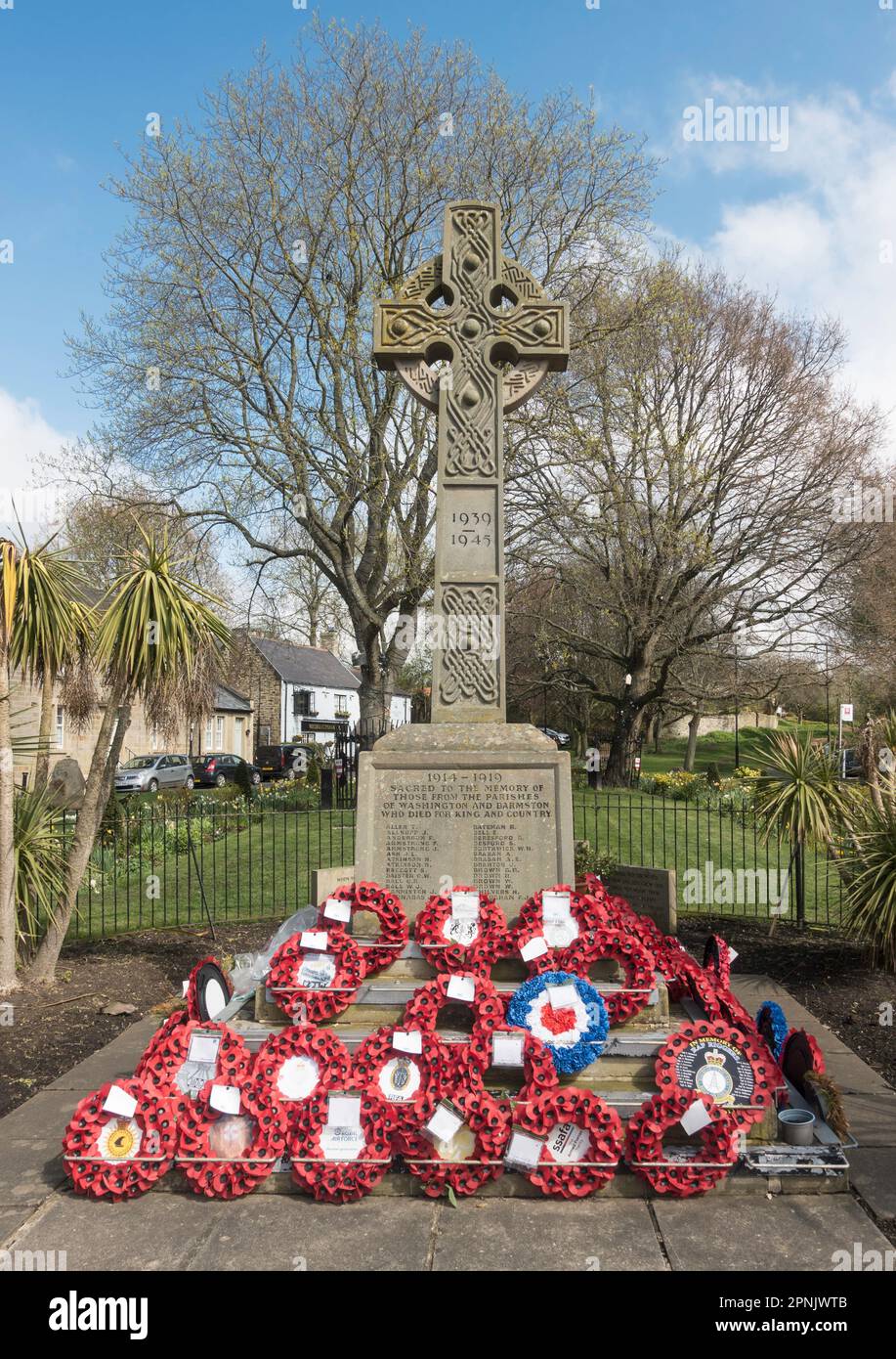 Das Kriegsdenkmal im Dorf Washington, Nordostengland, Großbritannien Stockfoto