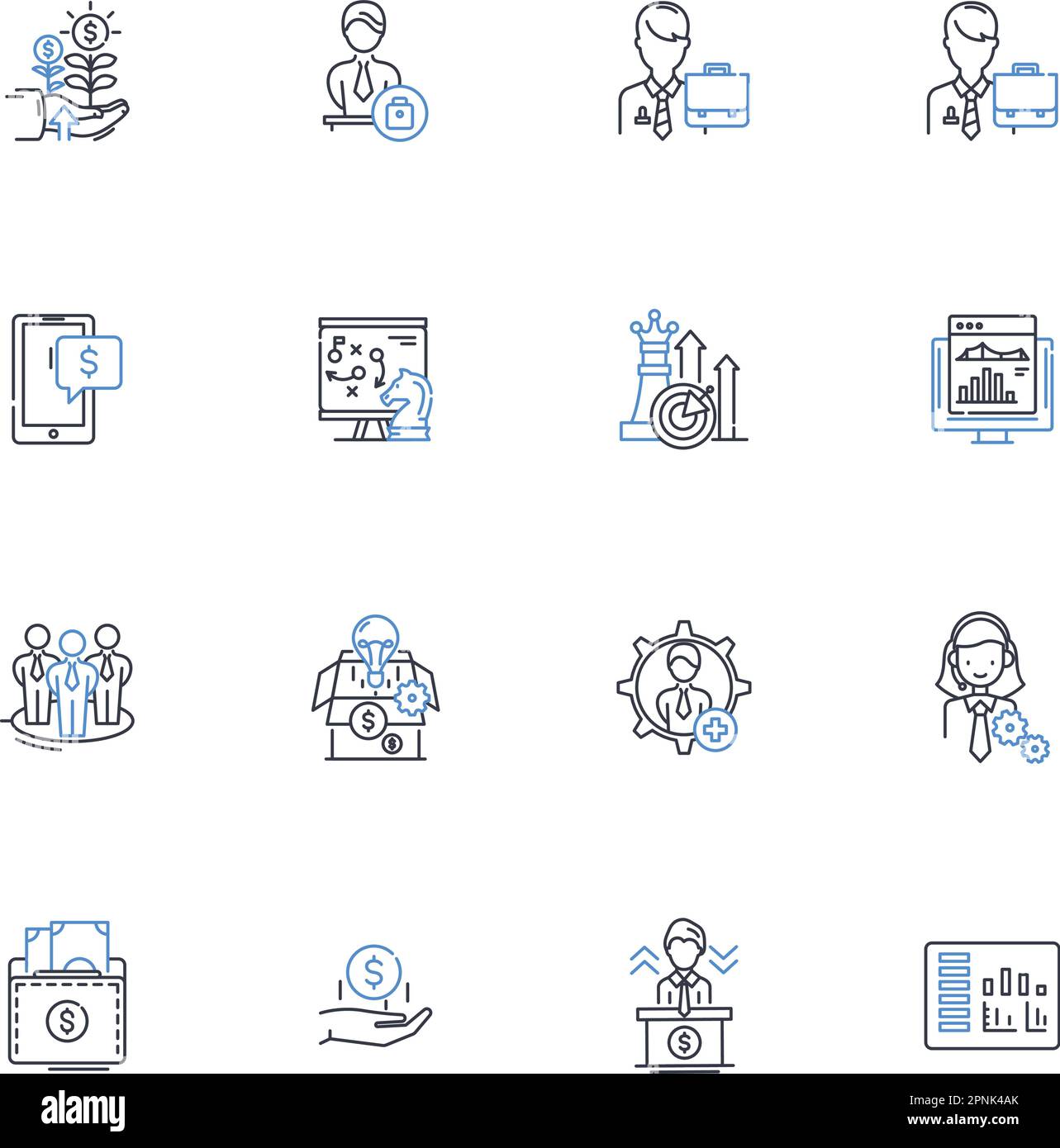 National Bank Line Icons Kollektion. Finanzen, Mein, Kredite, Kredit, Einsparungen, Investitionen, ATM-Vektor und lineare Darstellung. Filialen, Konto, Zinsen Stock Vektor