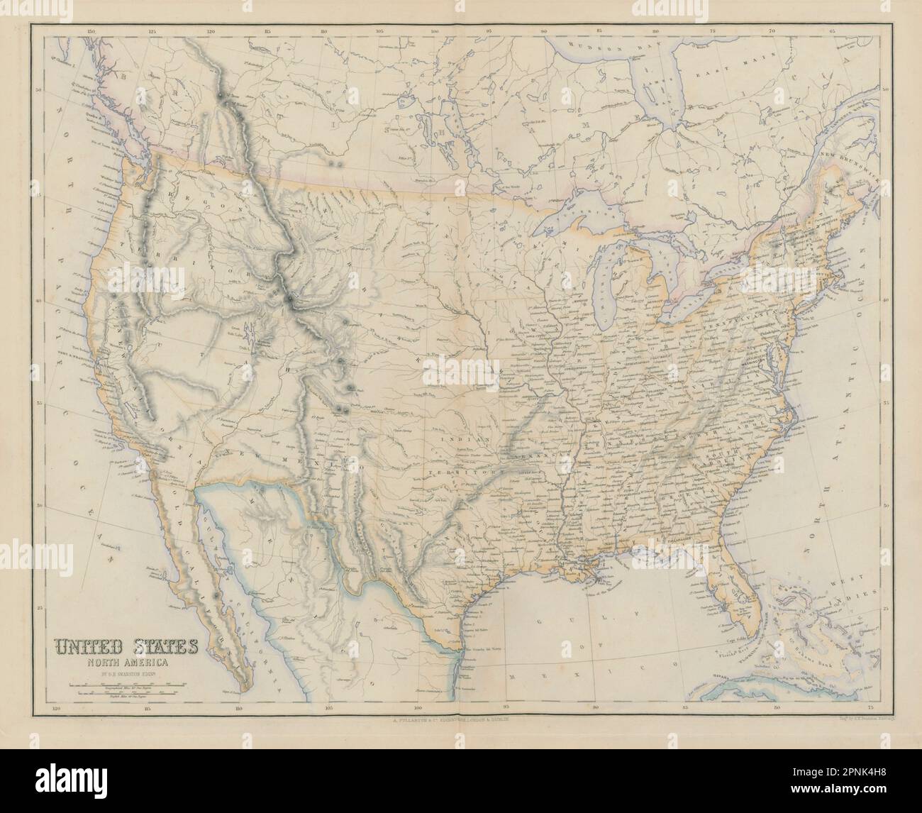 Vereinigte Staaten. „New California“. Oregon Territory. SWANSTON 1860 alte Karte Stockfoto