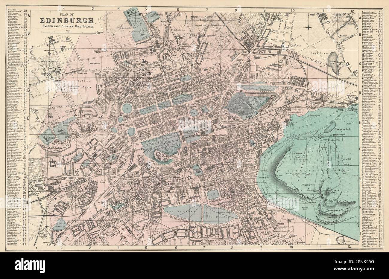 EDINBURGH Canongate Broughton Gayfield Stadtplan GW BACON 1883 Alte Karte Stockfoto