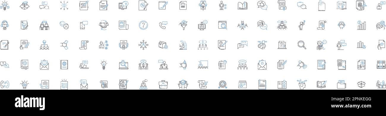 Sammlung von Symbolen für private Eigenschaftenlinien. Eigentum, Titel, Urkunde, Besitz, Estate, Domain, Tenure Vector und lineare Darstellung. Immobilien Stock Vektor