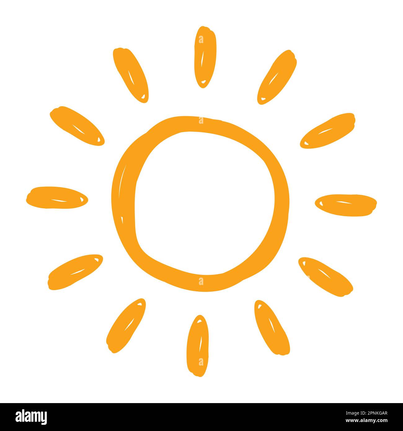 Süße Kritzelsonne-Ikone. Handgezeichnete Darstellung Stock Vektor