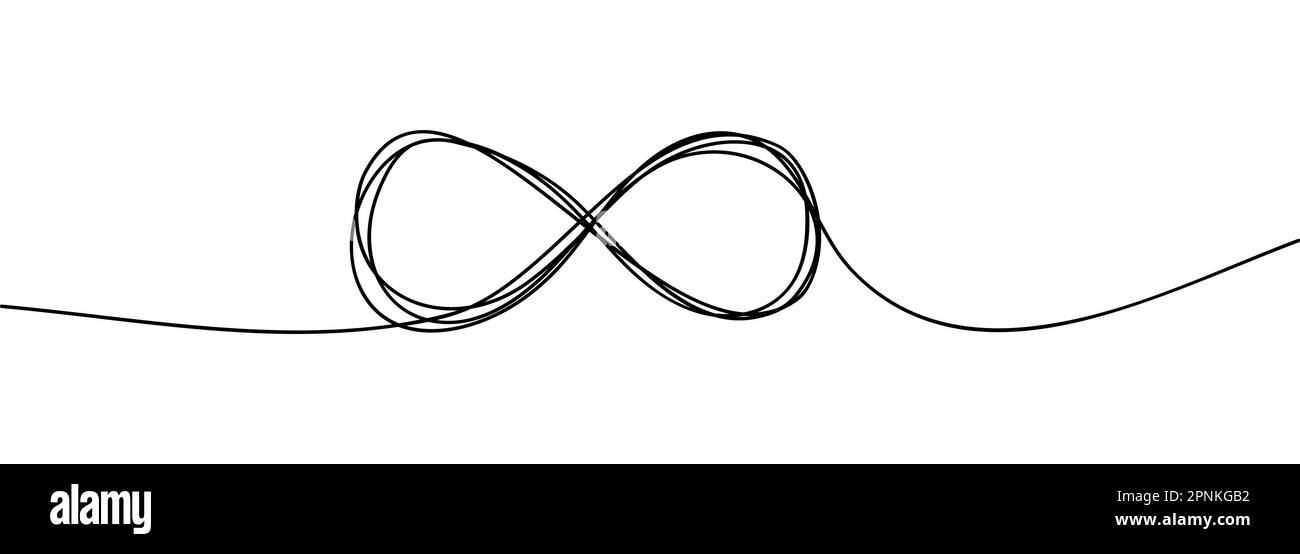 Unendlichkeitssymbol durch eine Linienzeichnung. Vektordarstellung isoliert auf weißem Hintergrund Stock Vektor