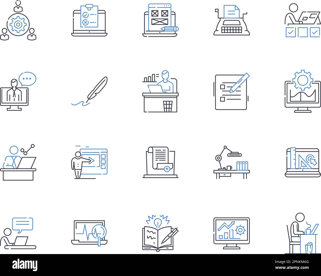 Symbolsammlung für Leistungs- und Ergebniszeilen. Effizienz, Effektivität, Produktivität, Genauigkeit, Optimierung, Ertrag, Schlagvektor und linear Stock Vektor