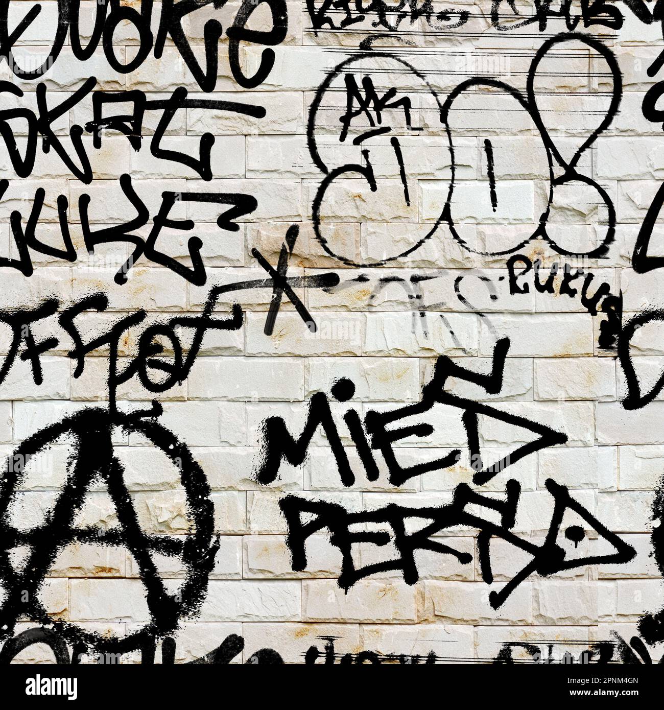 Nahtloses handschriftliches Graffiti-Muster, Straßenkunst, Malerei. Stockfoto