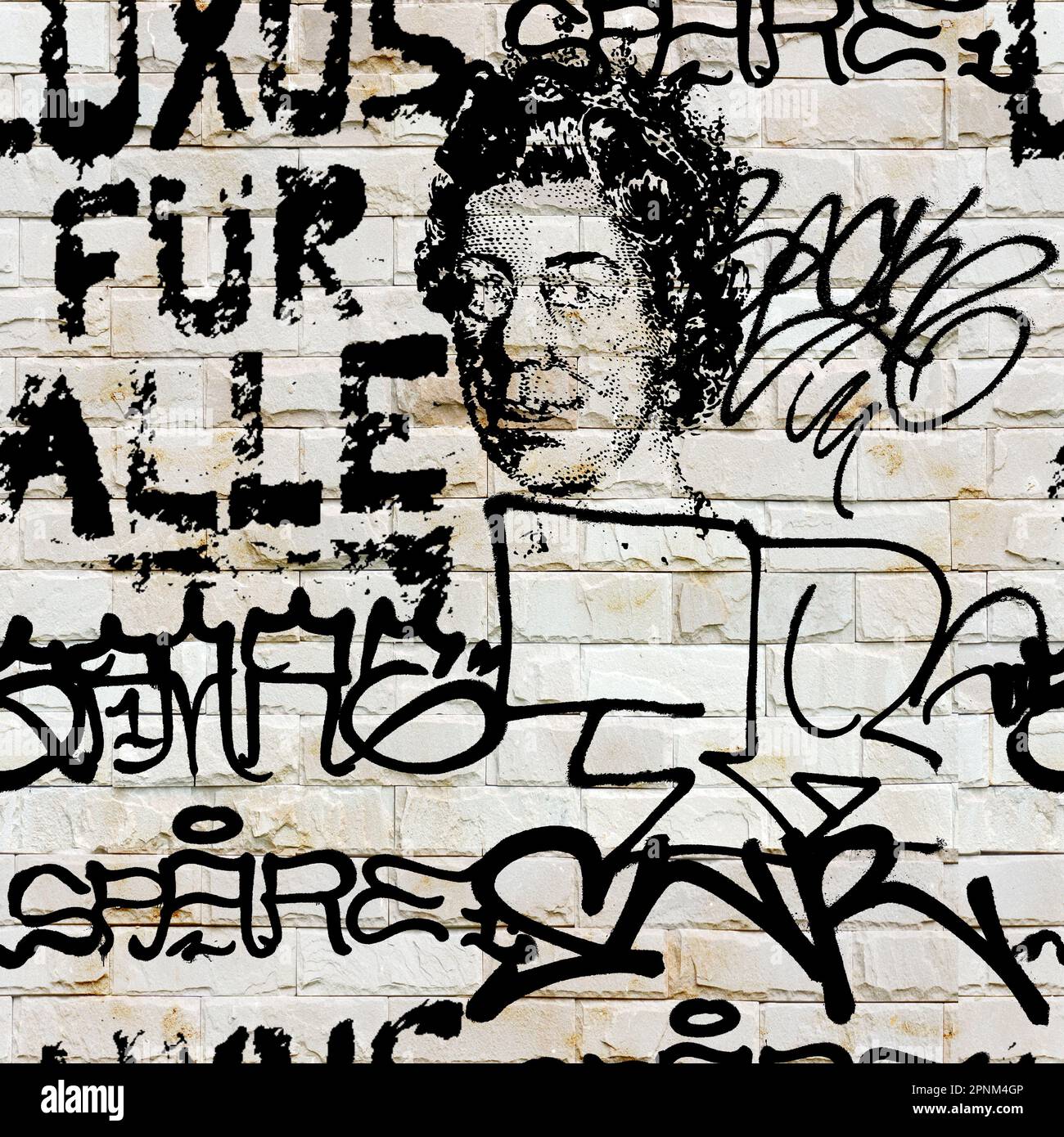 Nahtloses handschriftliches Graffiti-Muster, Straßenkunst, Malerei. Stockfoto